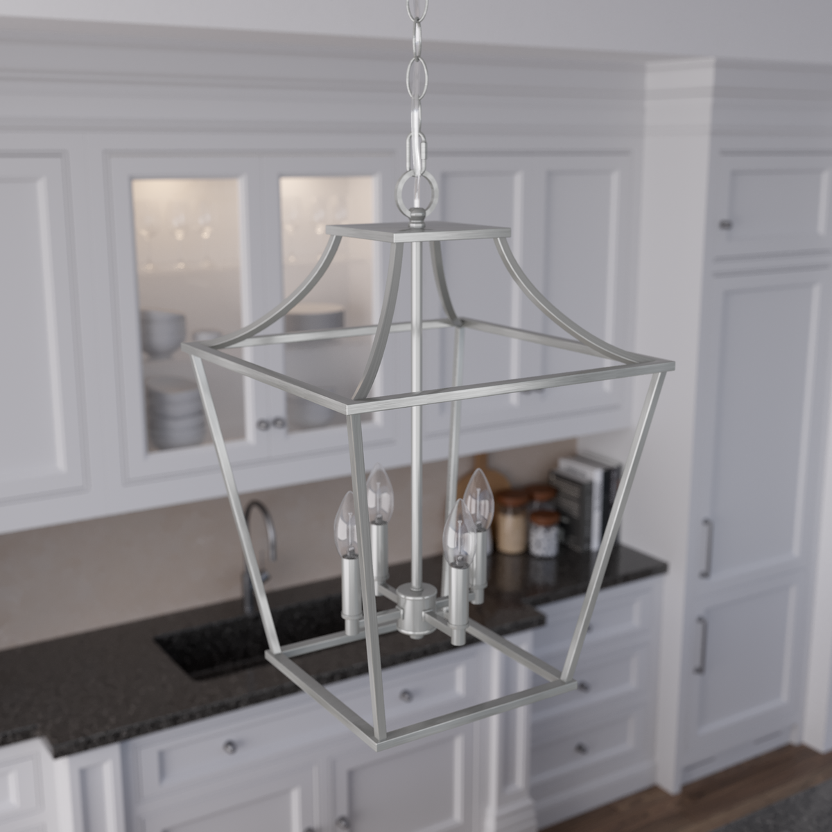 Laurel Ridge 15-inch 4-light Brushed Nickel Lantern Pendant