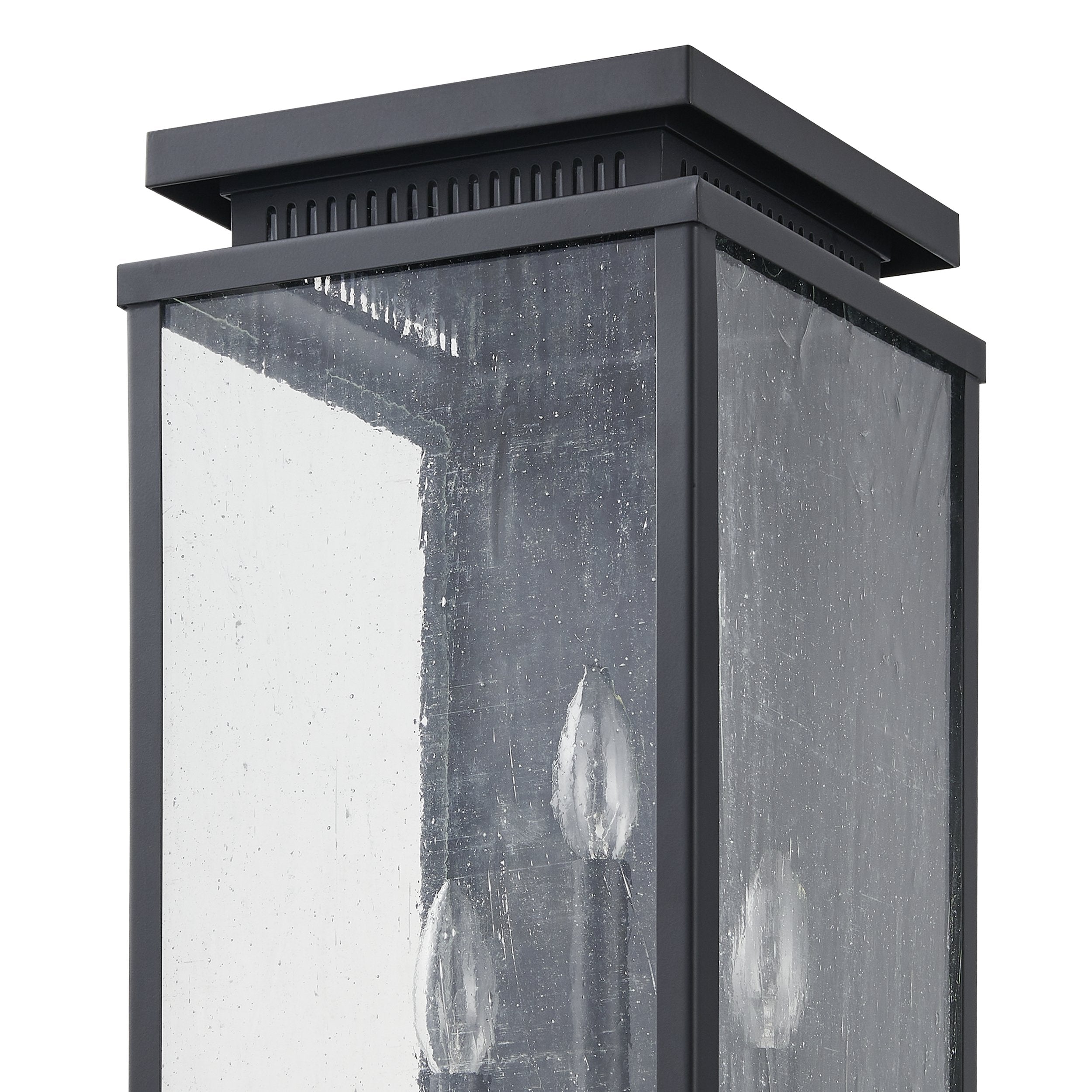 Overton 20-inch 3-light Matte Black Exterior Wall Sconce with Clear Antique Glass