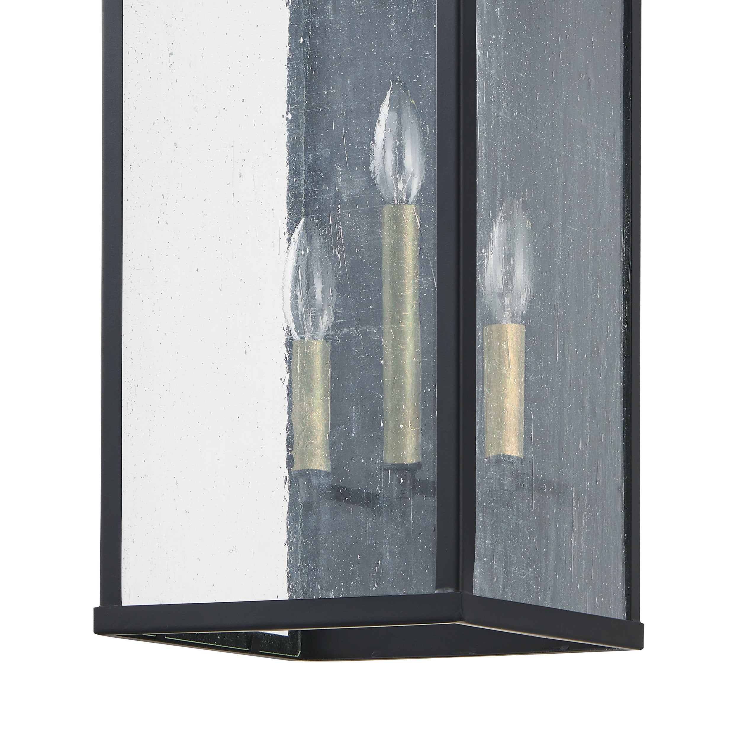 Overton 20-inch 3-light Matte Black Exterior Wall Sconce with Clear Antique Glass