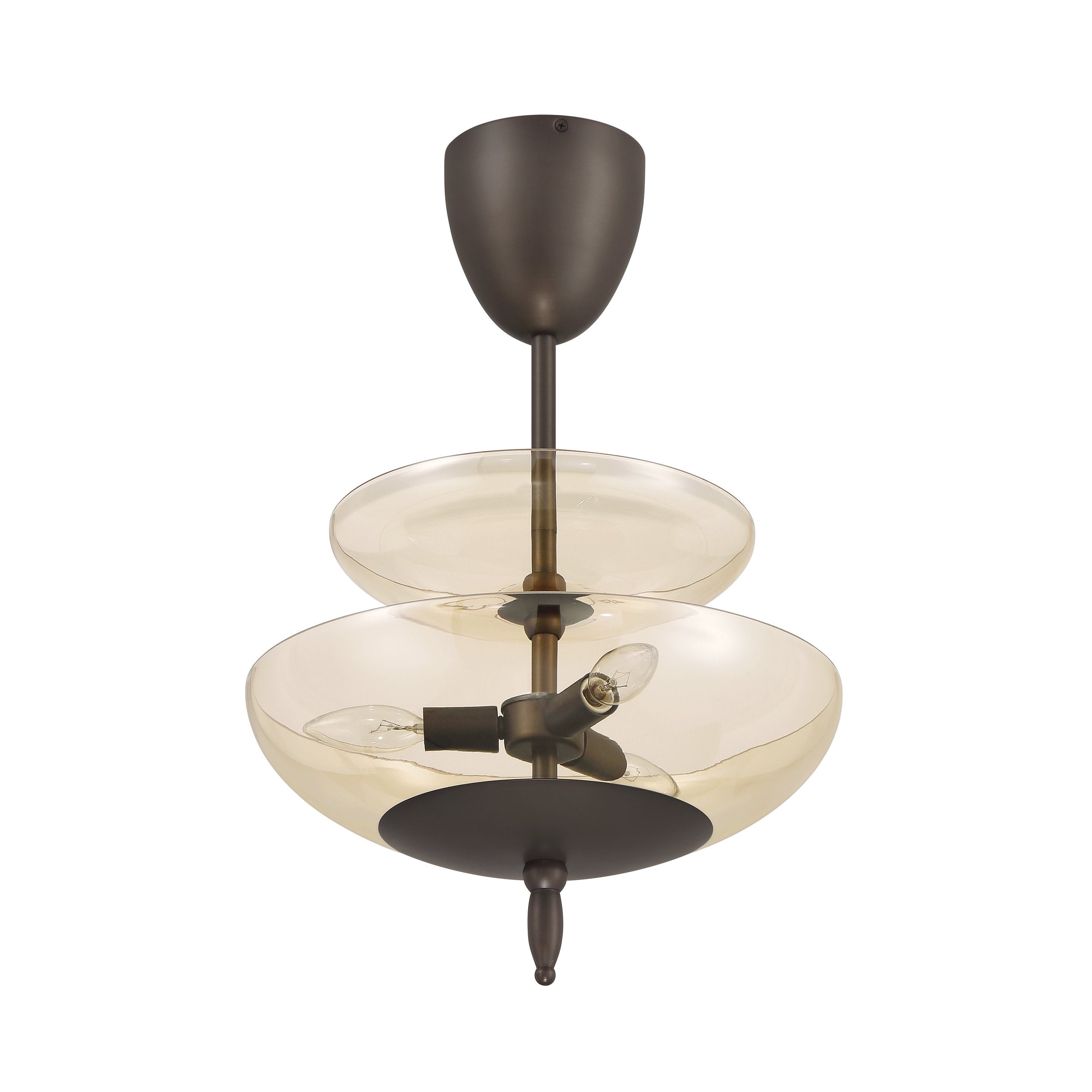 Fiorello 14-inch 3-light Forged Bronze Convertible Pendant with Smoked Amber Glass Shades