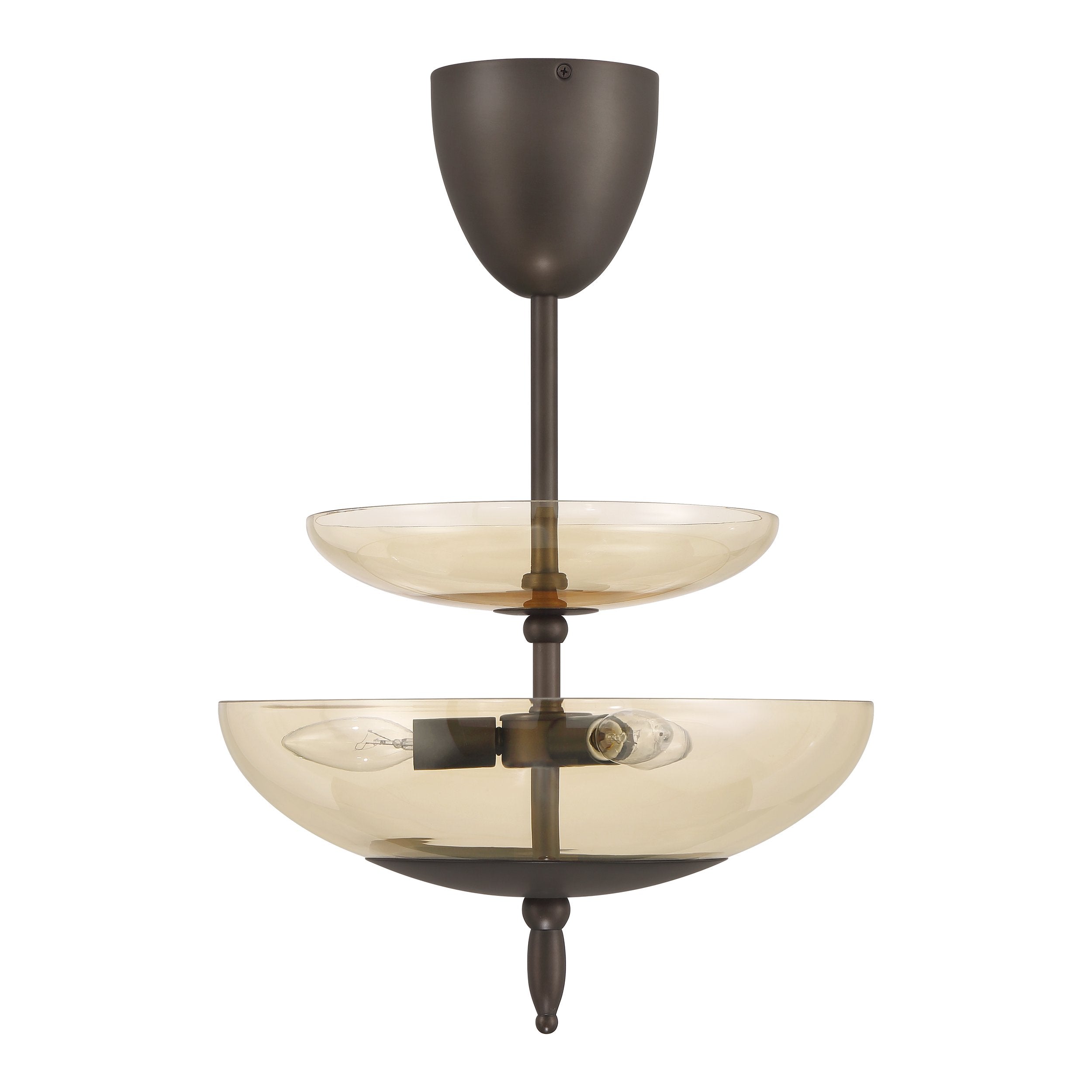 Fiorello 14-inch 3-light Forged Bronze Convertible Pendant with Smoked Amber Glass Shades