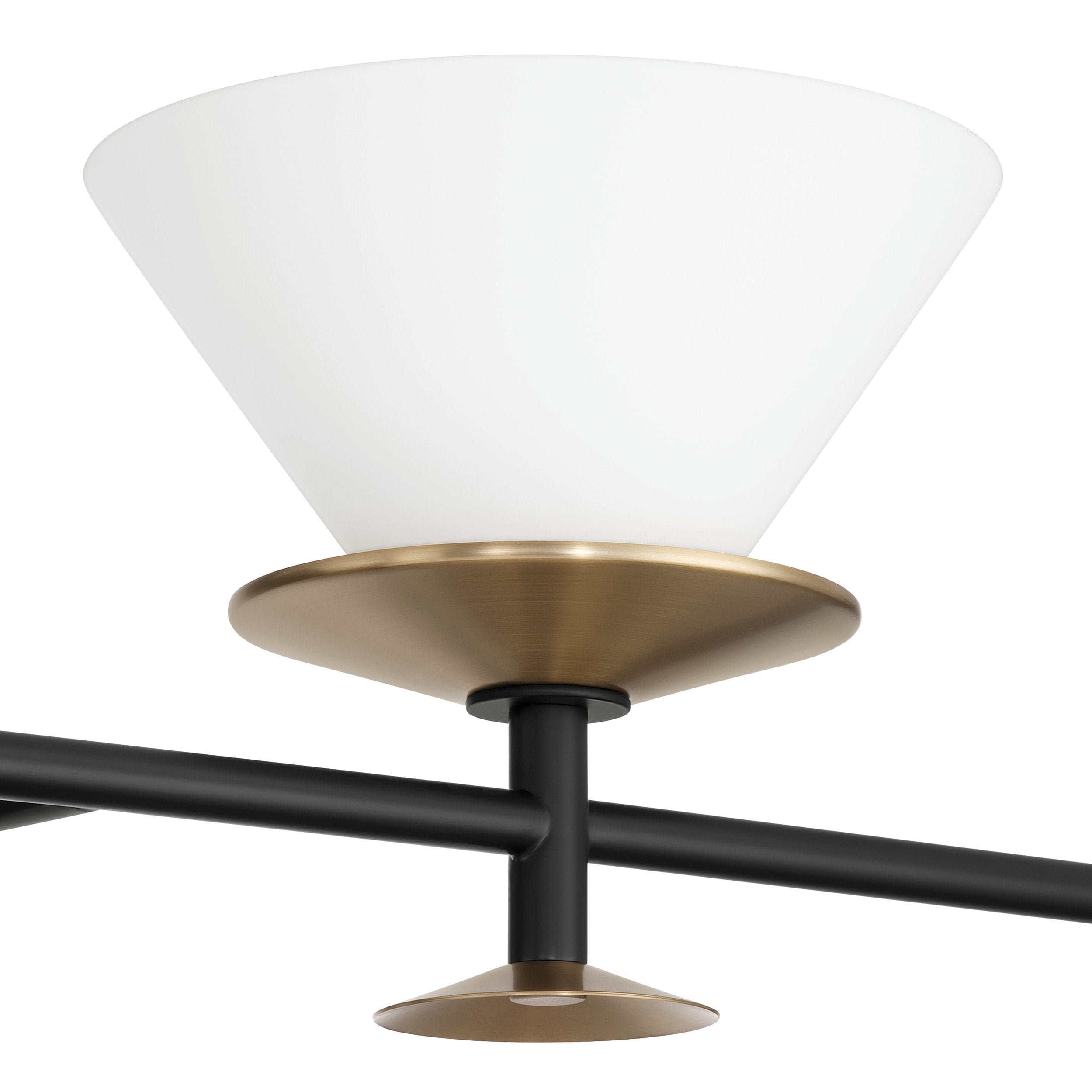 Tremolo 42-inch 4-light Matte Black and Champagne Gold Vanity Light with Etched Opal Glass