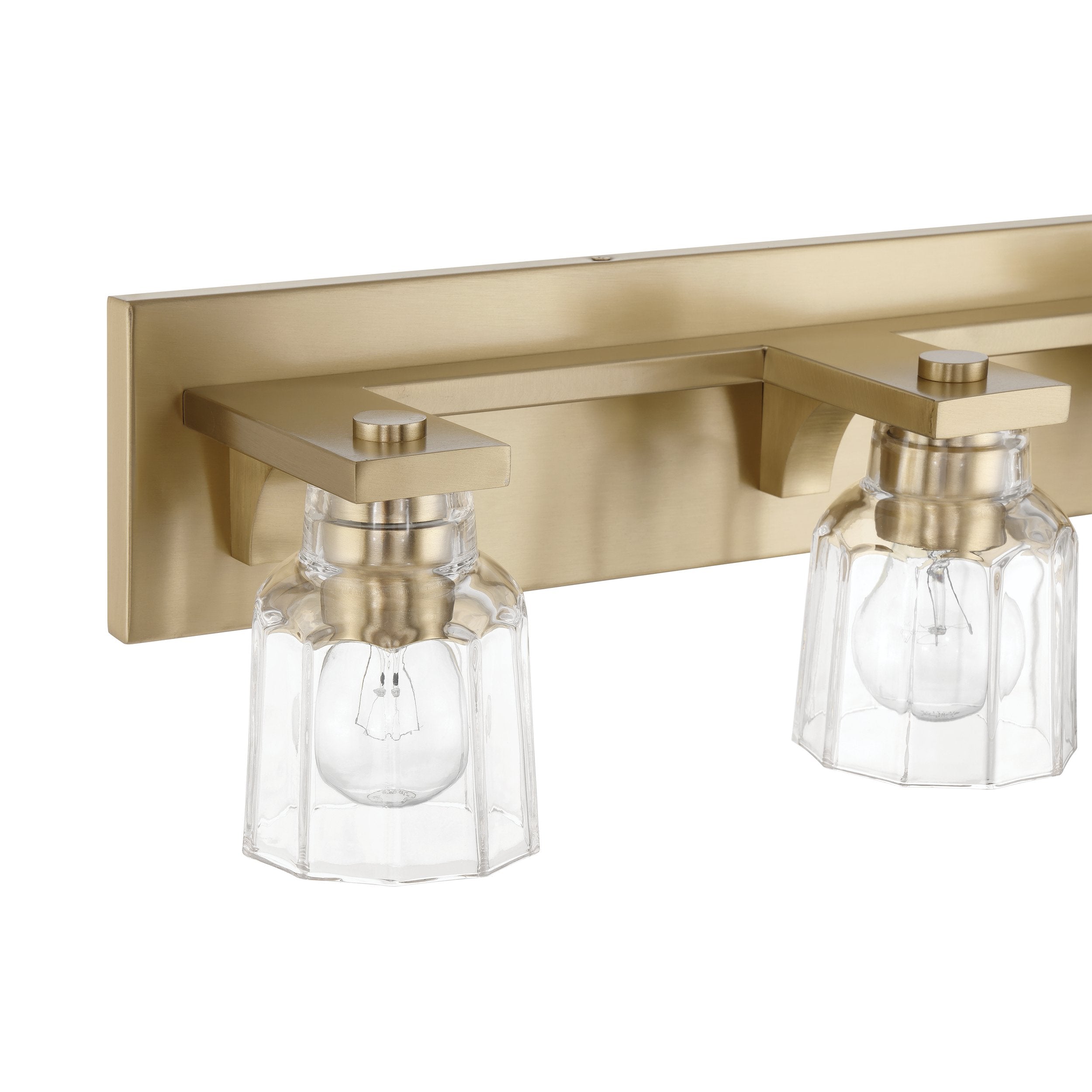 Dryden 32-inch 4-light Champagne Gold Vanity Light with Clear Ribbed Glass Shades