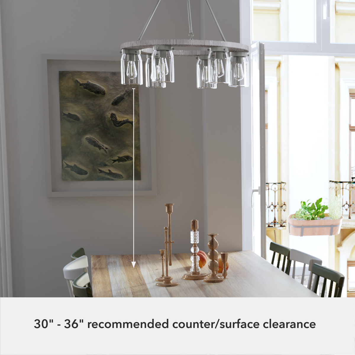 Devon Park 26.5-inch 6-light Brushed Nickel and Grey Wood Chandelier with Clear Glass