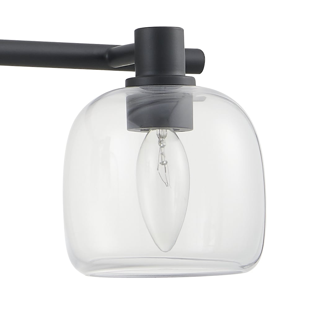 Valentina 30-inch 4-light Matte Black Vanity Light with Clear Glass Shades