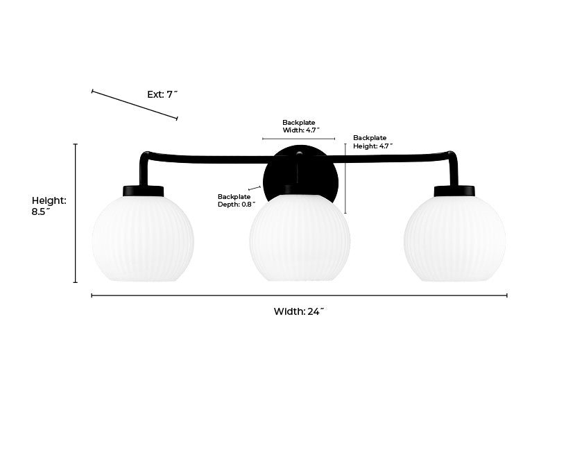 24'' Oprah Polished Nickel 3 Light Bath Vanity