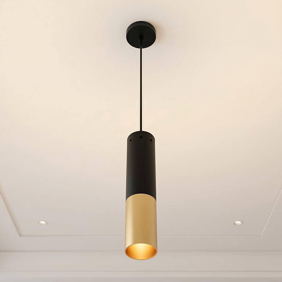 Anem 1 Light Satin Gold Mini Pendant with Matte Black Finish