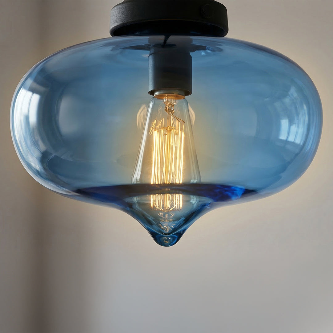 Glass 1 Light Down Blue Pendant Light