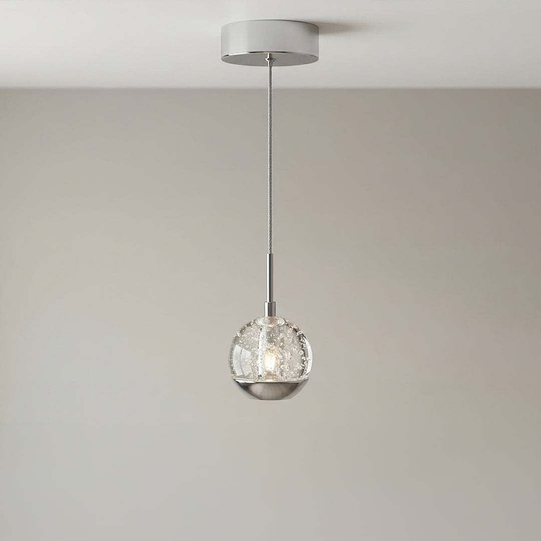 Perrier 1 Light 5 Inch Chrome Pendant with Frosted Globe