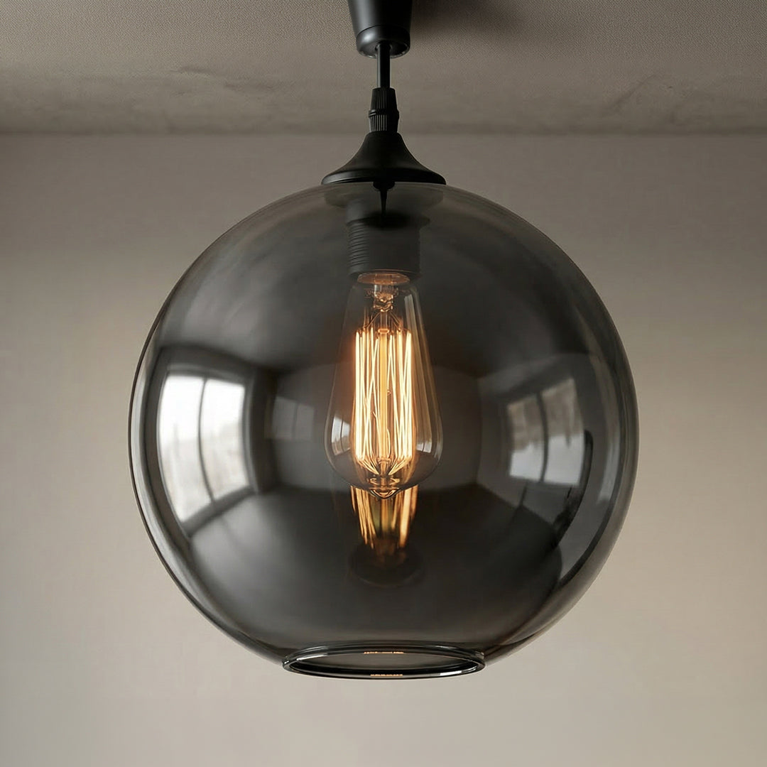 Glass 1 Light 10in Smoke Pendant Light