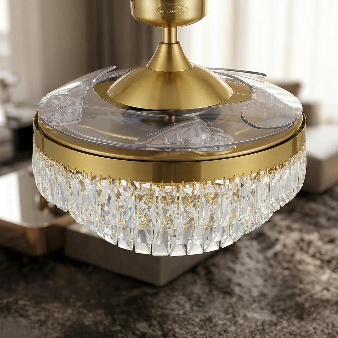 48 Inch Gold Retractable Blade Ceiling Fan