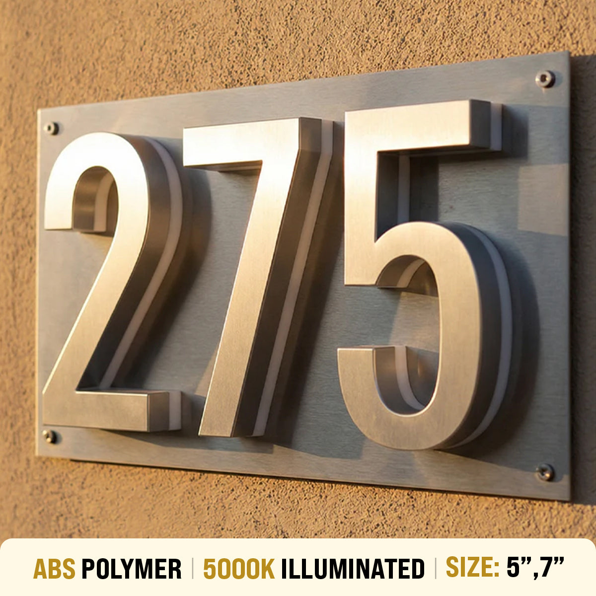 Backlit LED Bronze Lighted House Numbers - 5000K Illuminated