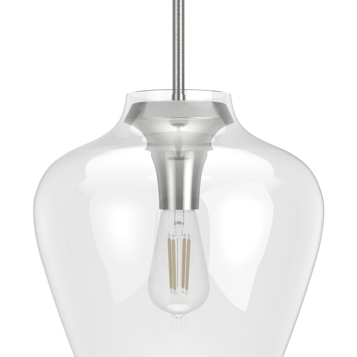 Vidria 12-inch 1-light Brushed Nickel Pendant with Clear Glass