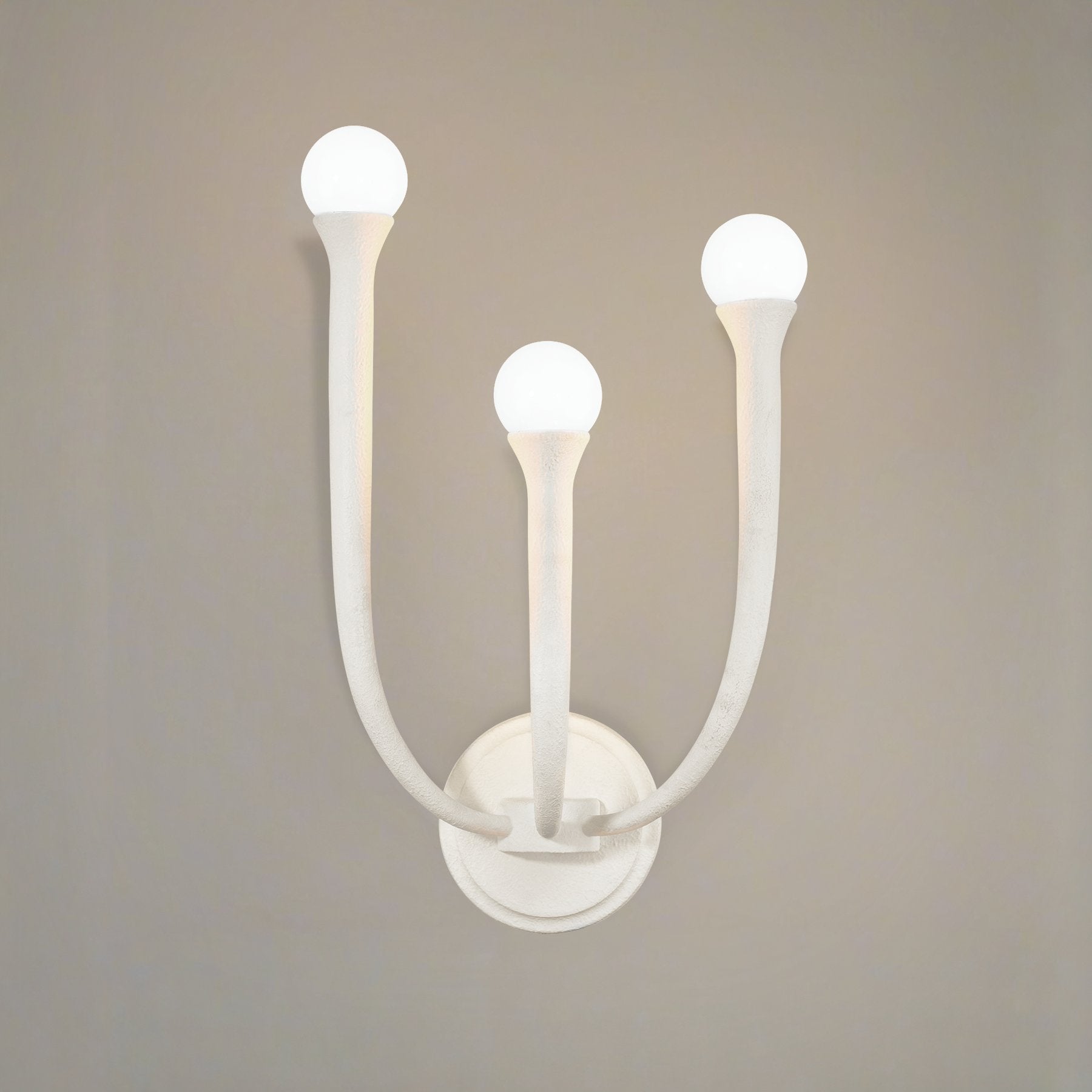 Dahlia 18-inch 3-light Plaster White Wall Sconce with Opal Glass Shades