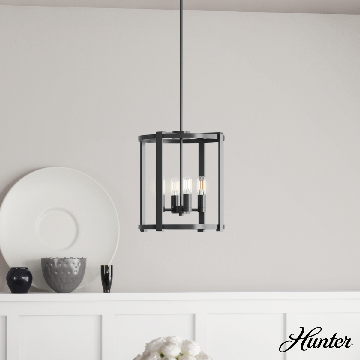 Astwood 16-inch 4-light Matte Black Drum Chandelier