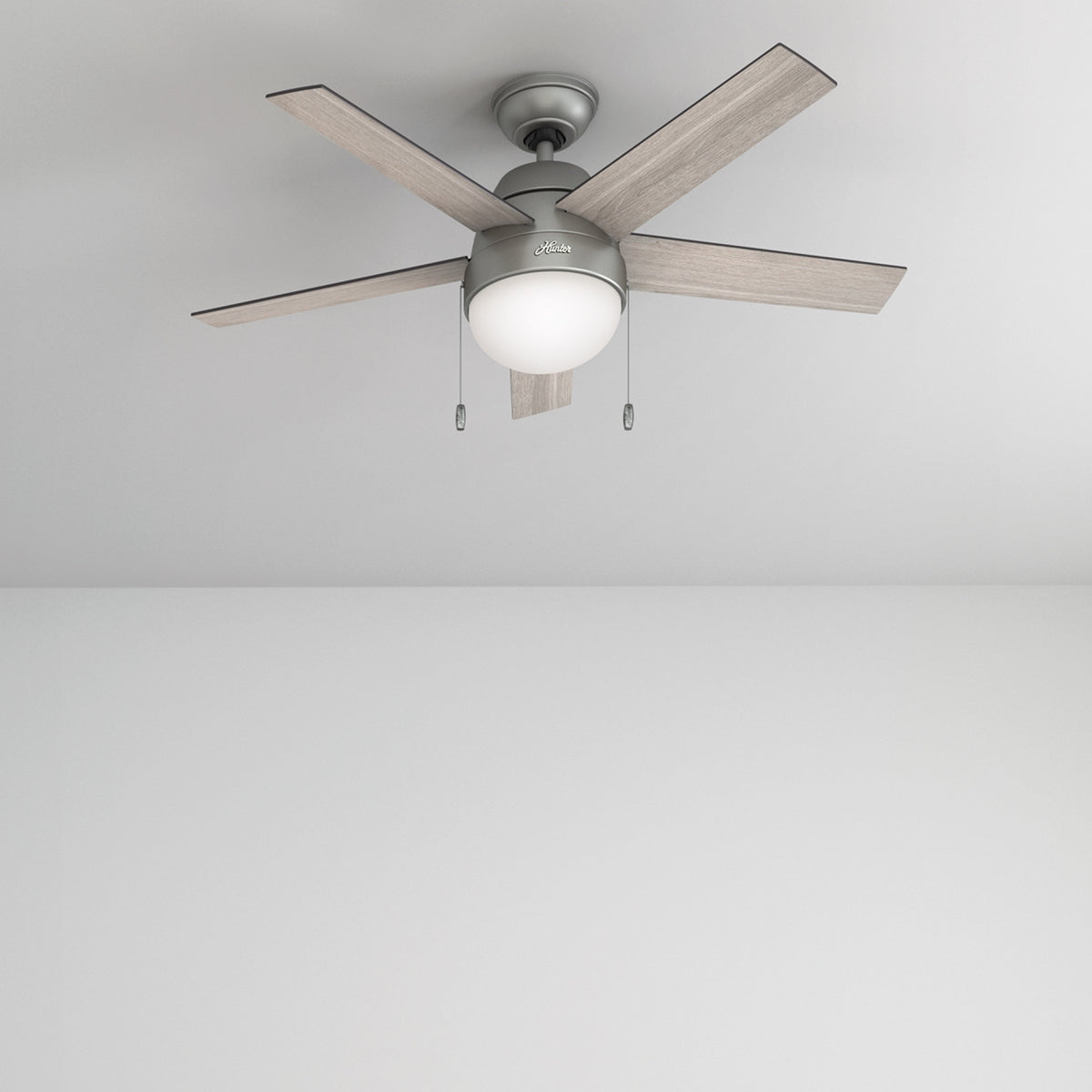 46 inch Anslee Matte Silver Ceiling Fan with LED Light Kit and Pull Chain