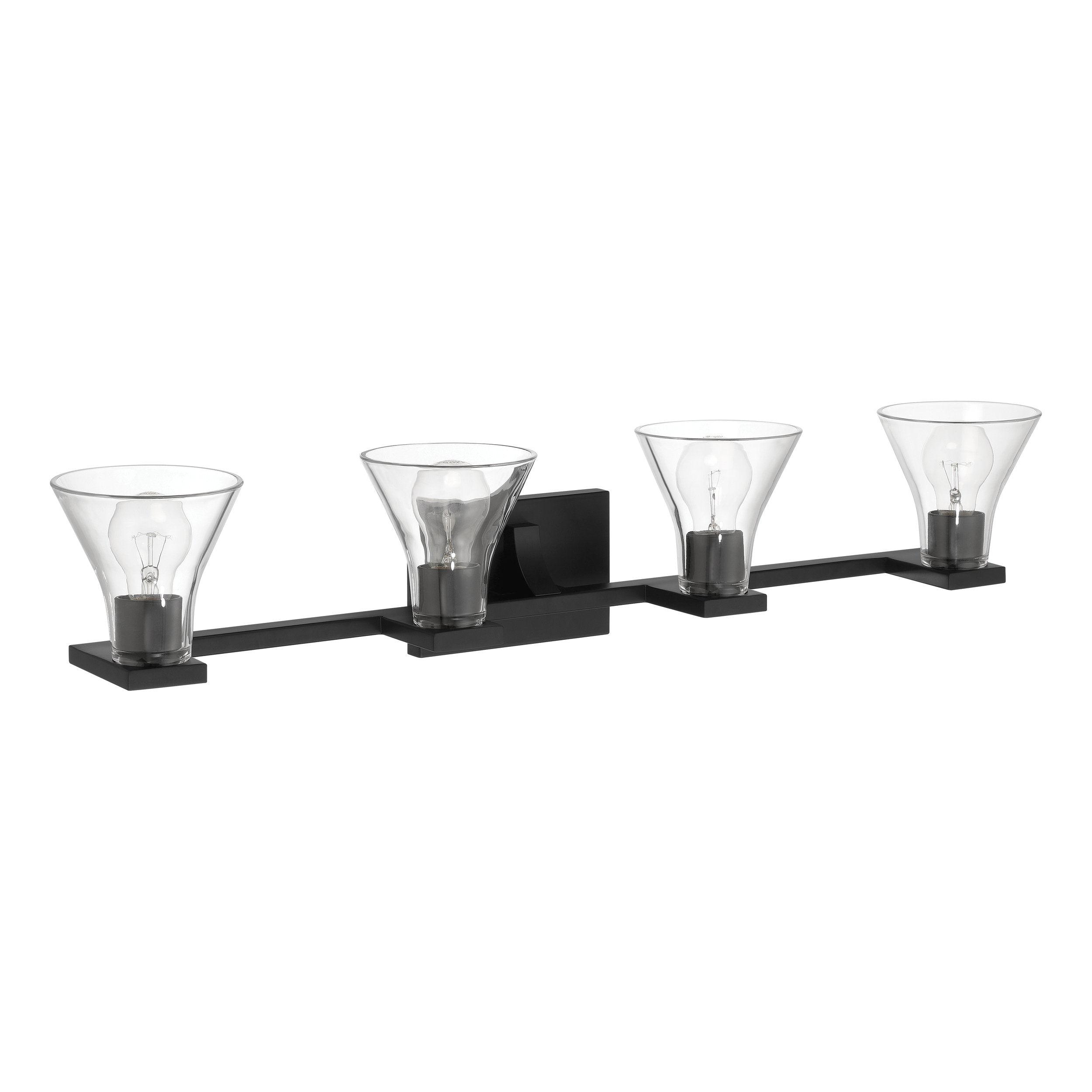 Gilford 33-inch 4-light Matte Black Vanity Light with Clear Glass Shades