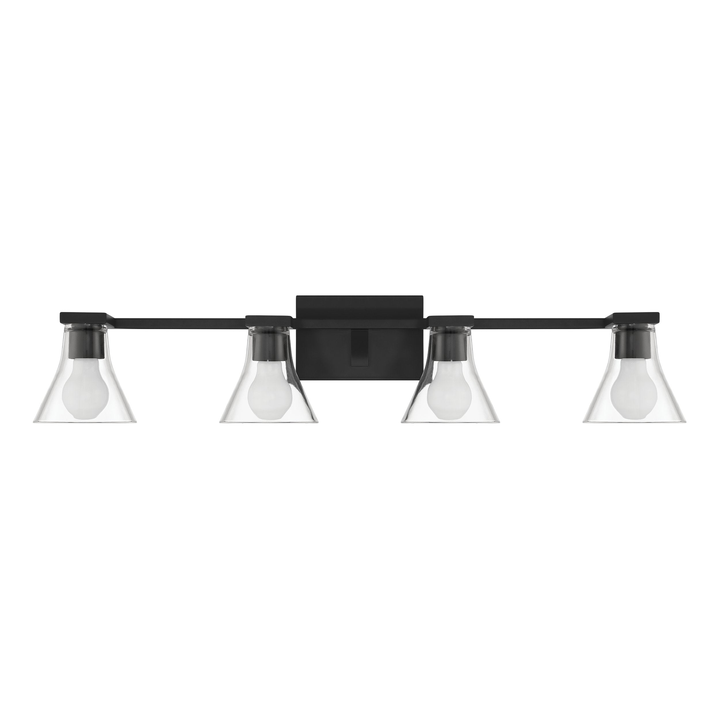 Gilford 33-inch 4-light Matte Black Vanity Light with Clear Glass Shades