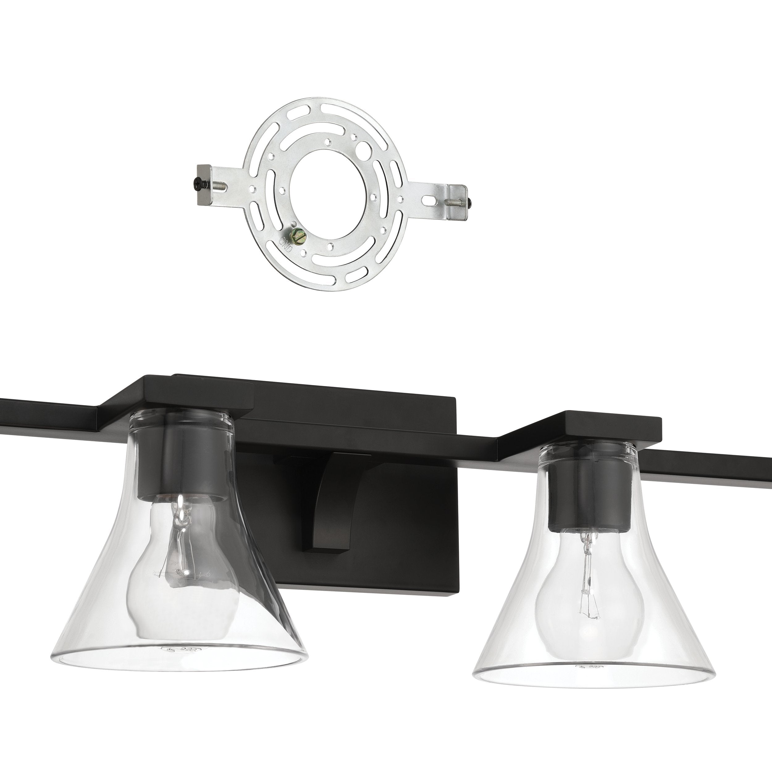 Gilford 33-inch 4-light Matte Black Vanity Light with Clear Glass Shades