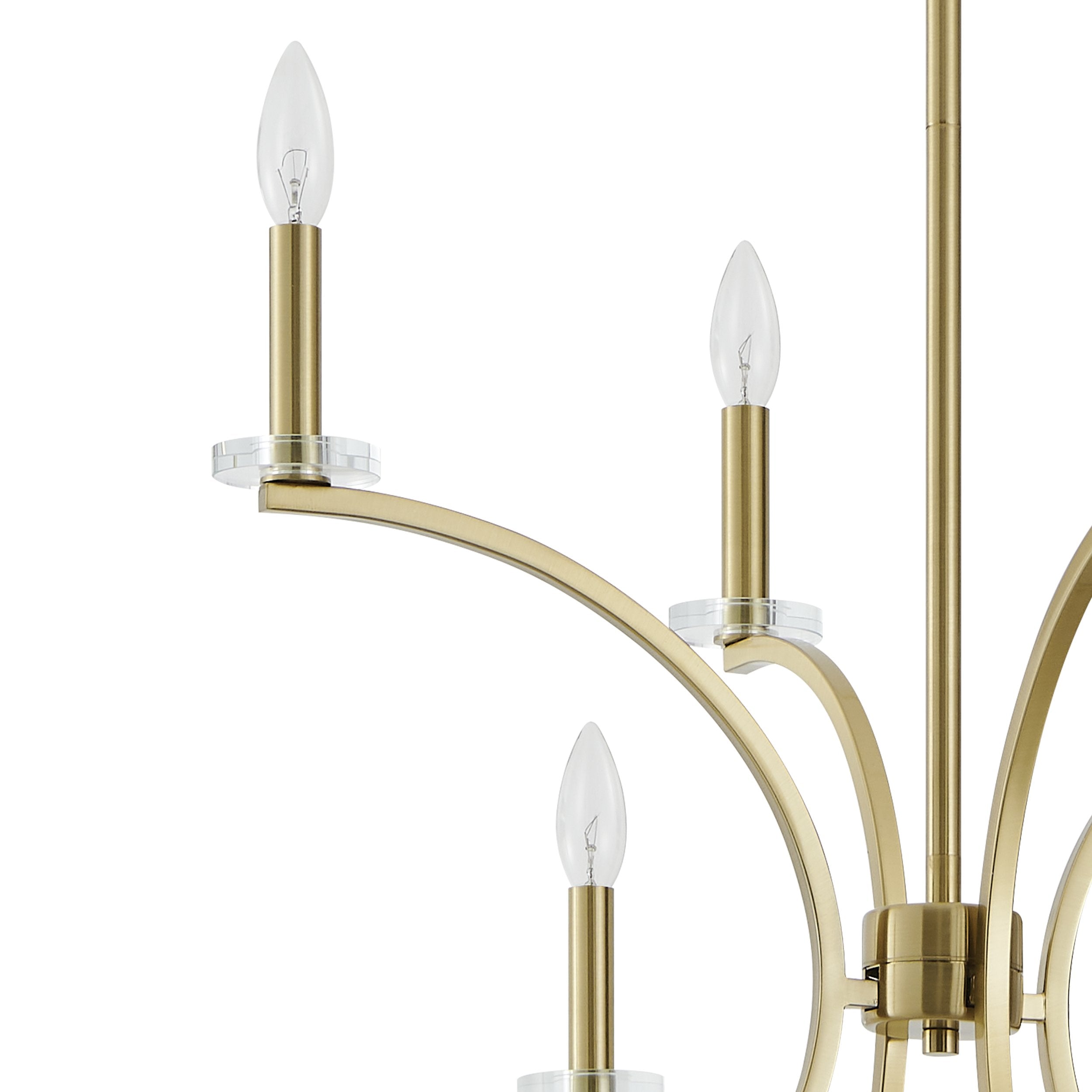 Florian 44-inch 8-light Brushed Gold and Clear Glass Chandelier