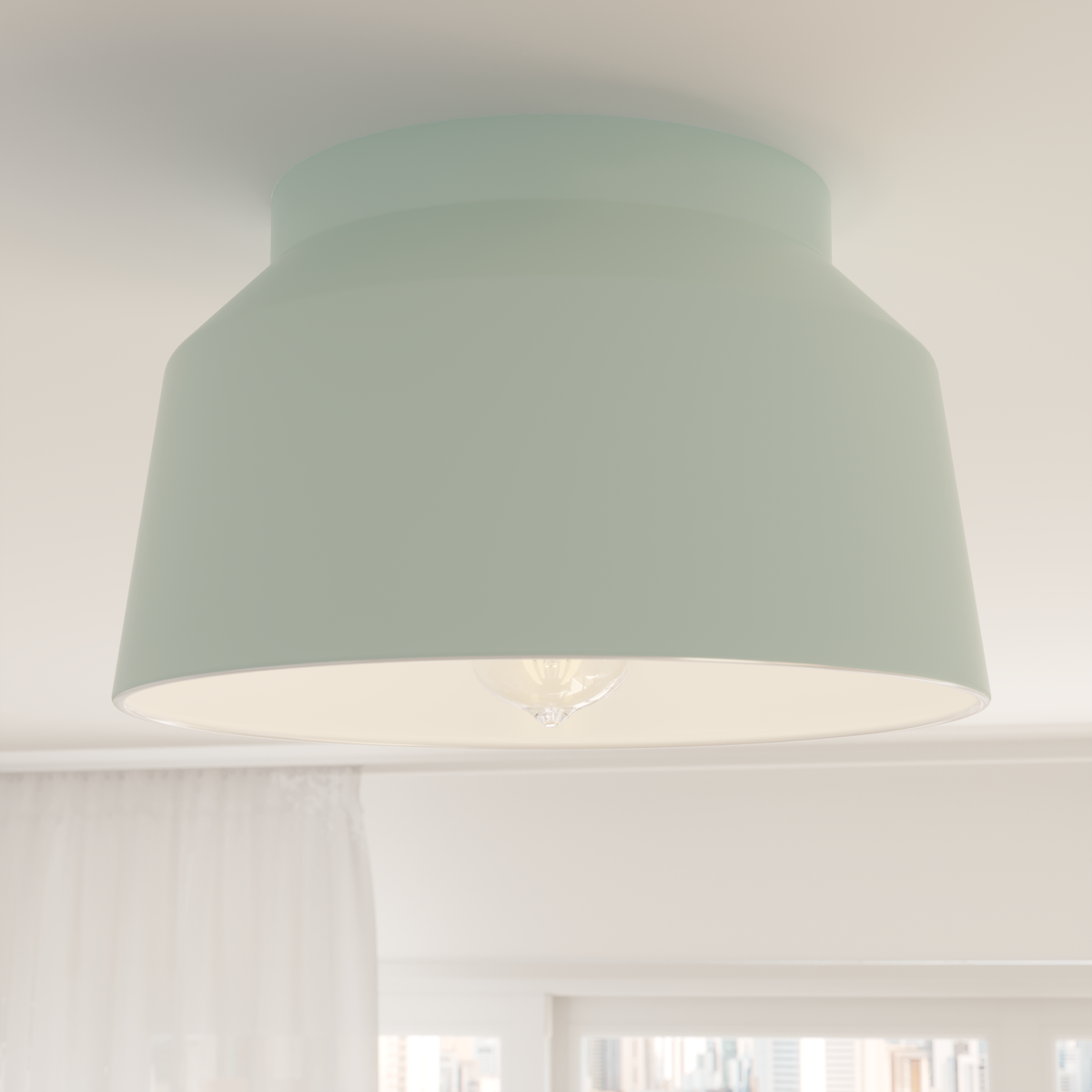 Cranbrook 11.5-inch 1-light Mint Flush Mount Ceiling Light with Metal Shade