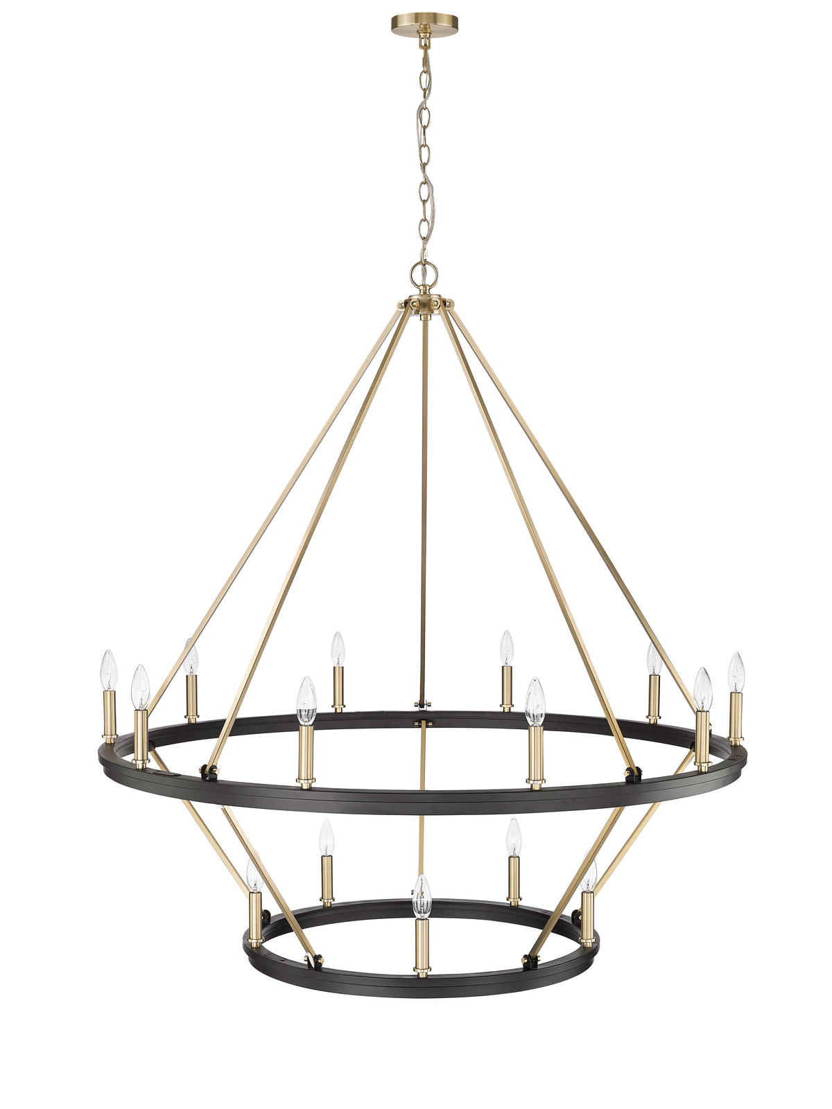 48.5'' Carruth Matte Black/Modern Gold 15 Light Chandelier