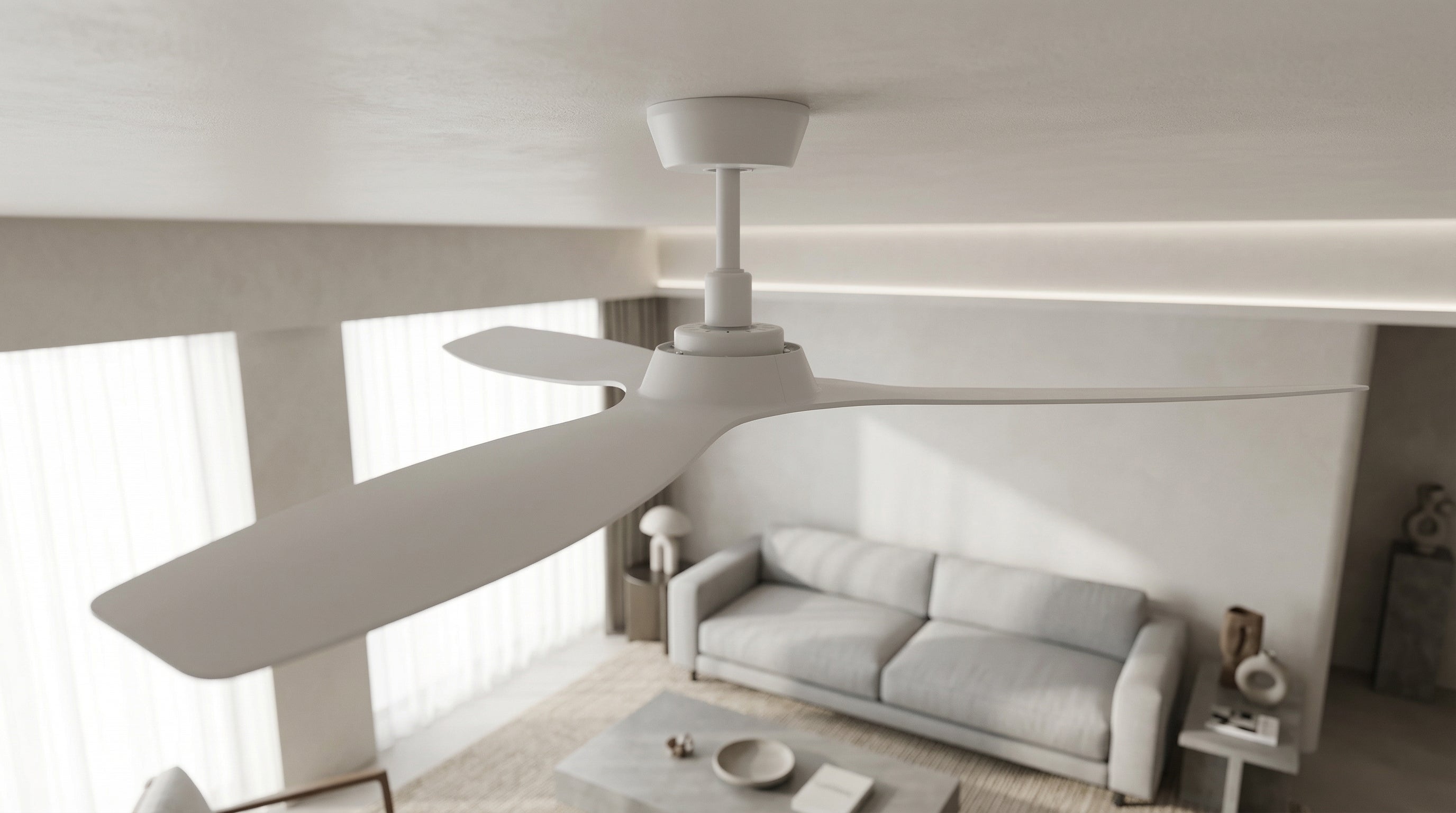 52 Inch Indoor Outdoor DC White Fan with Remote