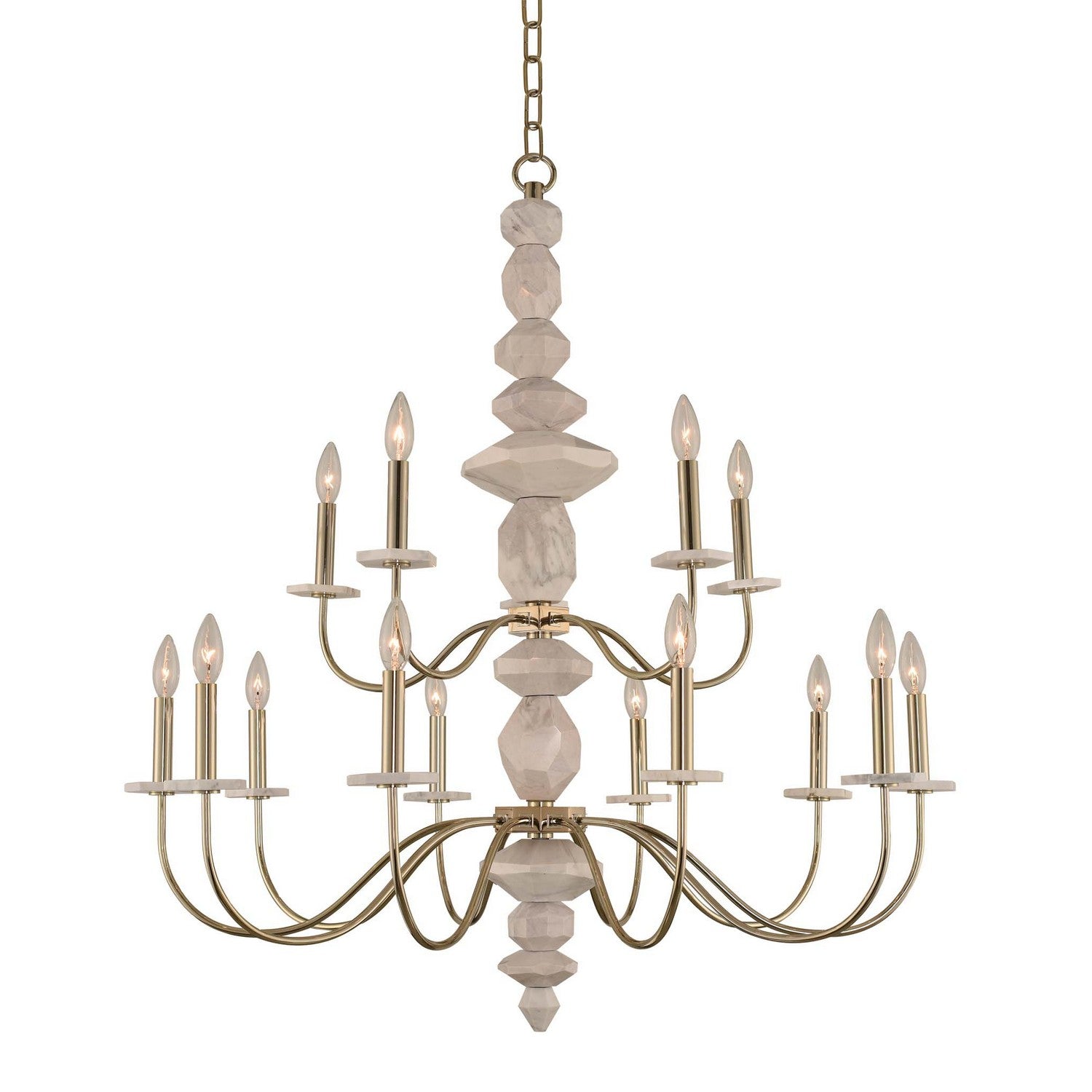 40'' Carrara 15 Light Champagne Gold Tiered Chandelier