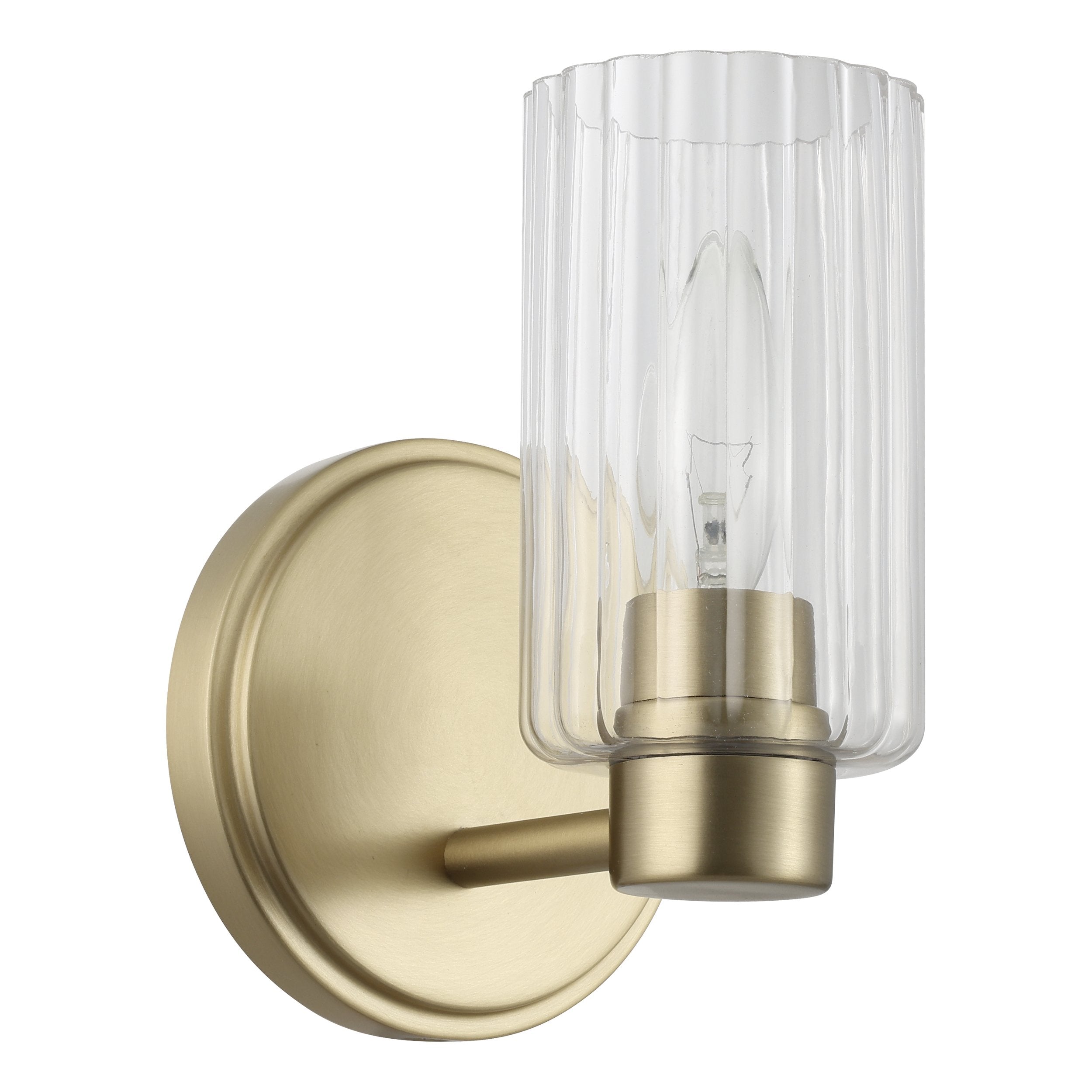 Bedminster 5-inch 1-light Champagne Gold Vanity Light with Clear Ribbed Glass Shade