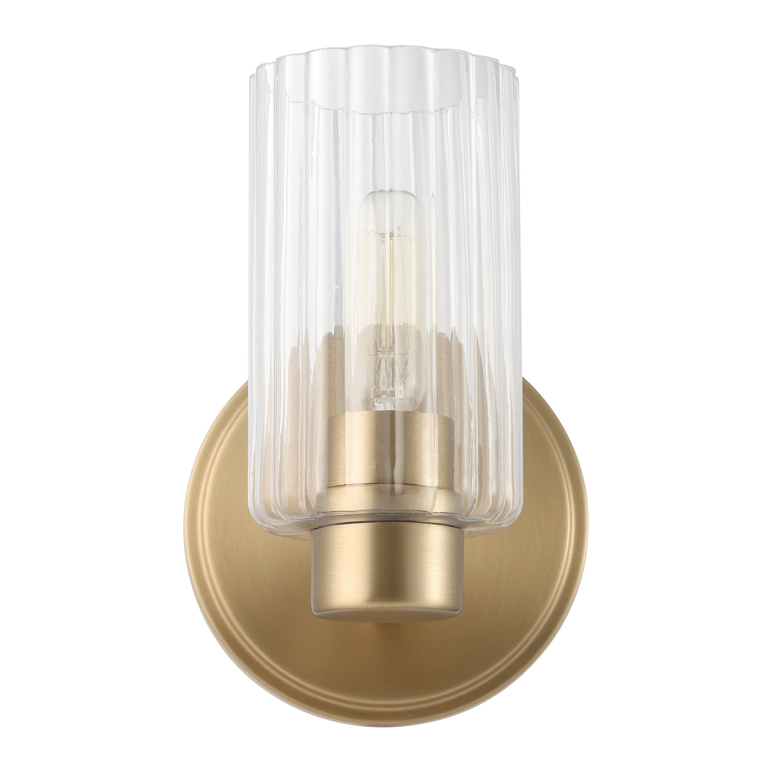 Bedminster 5-inch 1-light Champagne Gold Vanity Light with Clear Ribbed Glass Shade