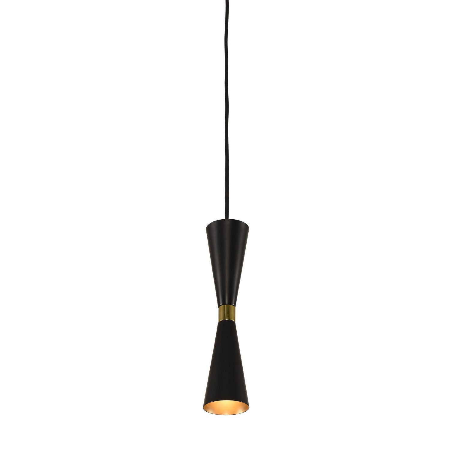 12'' Milo 1 Light Matte Black w/ Vintage Brass Pendant