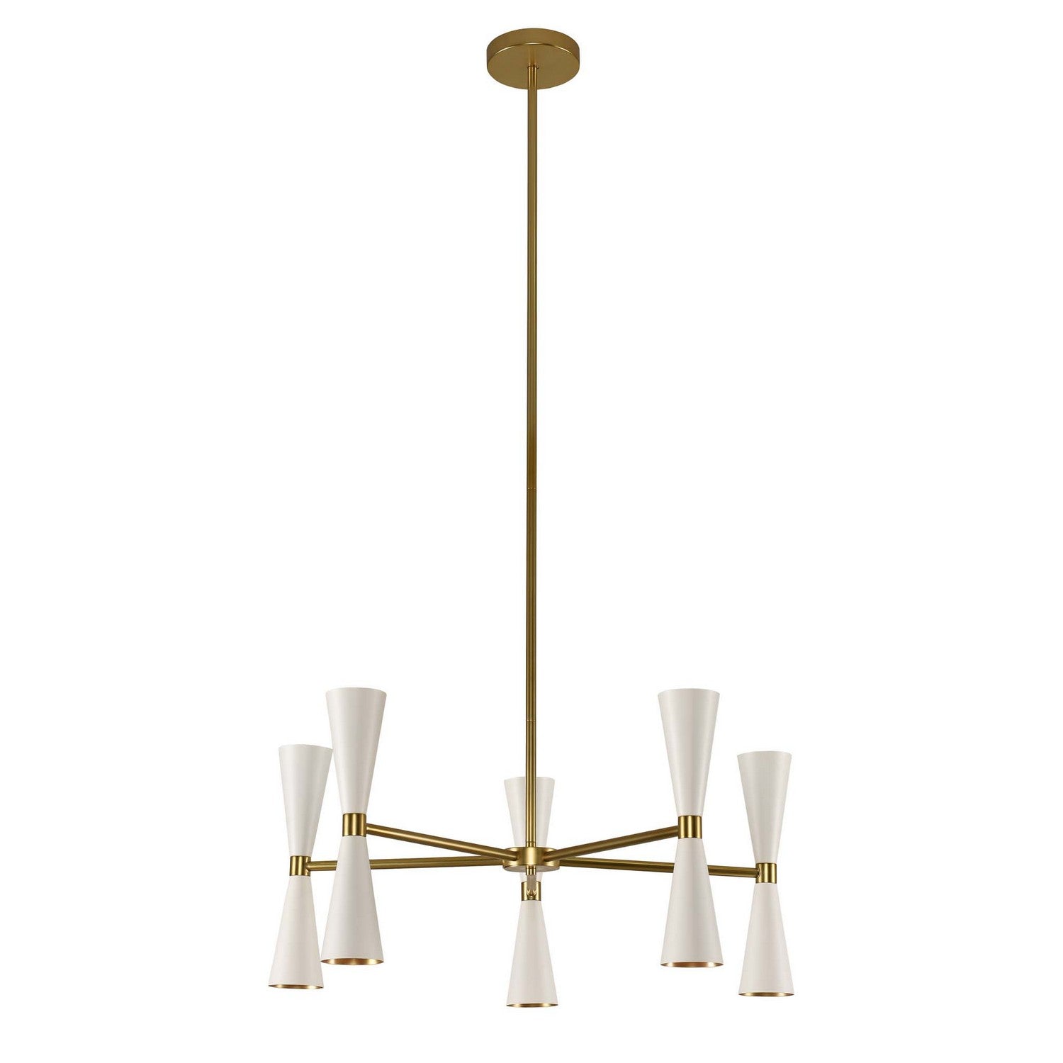 20'' Milo 12 Light White w/ Vintage Brass Chandelier