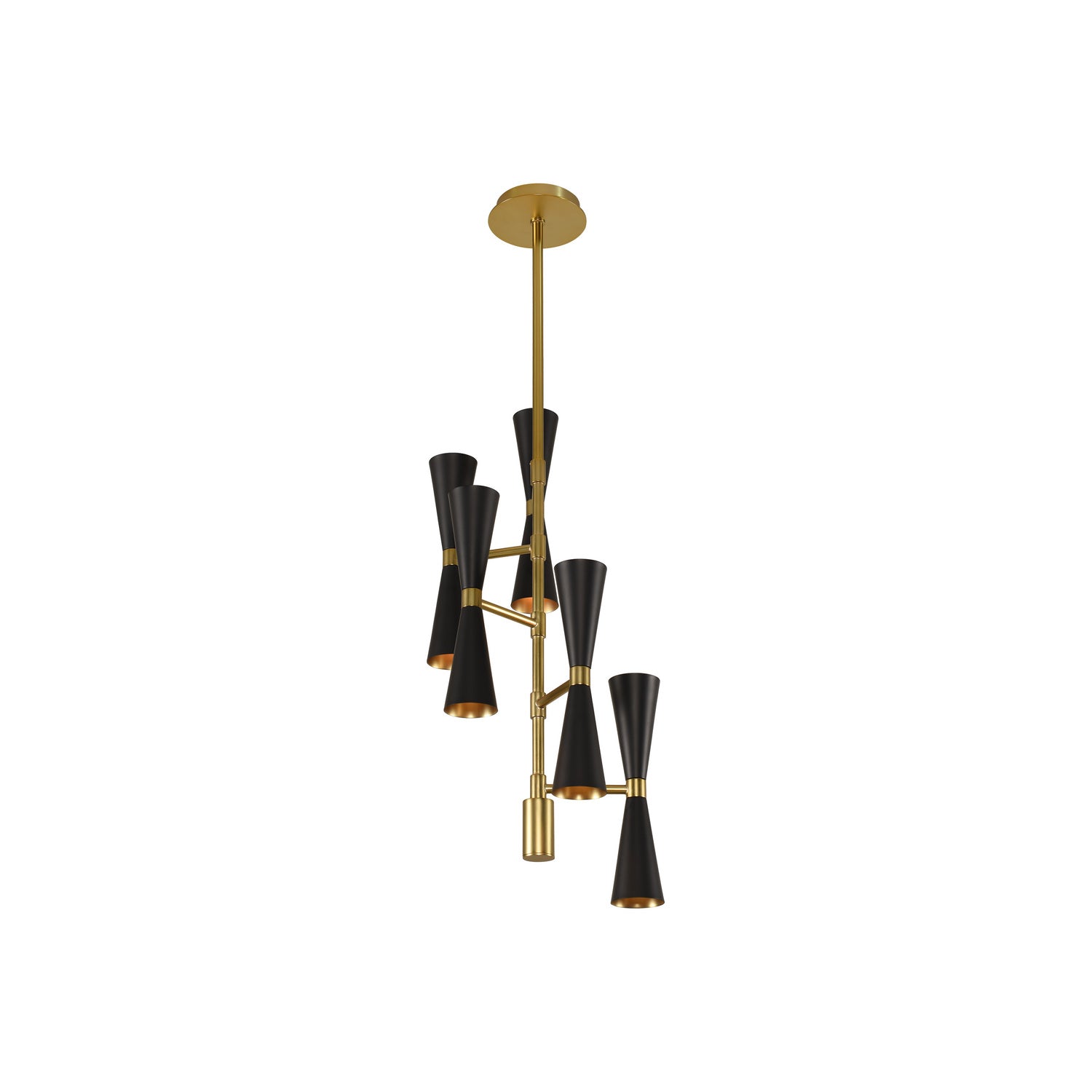 30'' Milo 10 Light Matte Black w/ Vintage Brass Chandelier