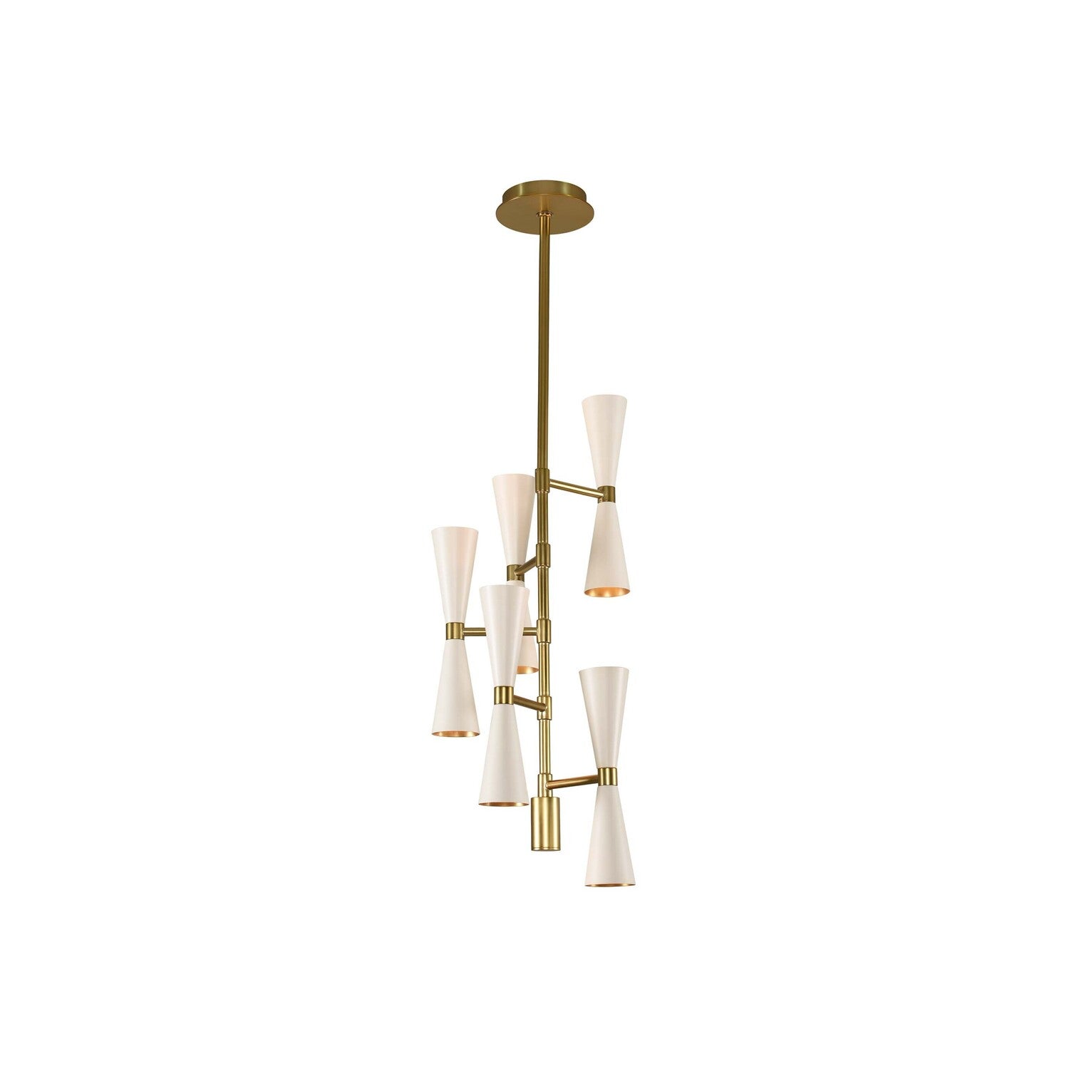 30'' Milo 10 Light White w/ Vintage Brass Chandelier
