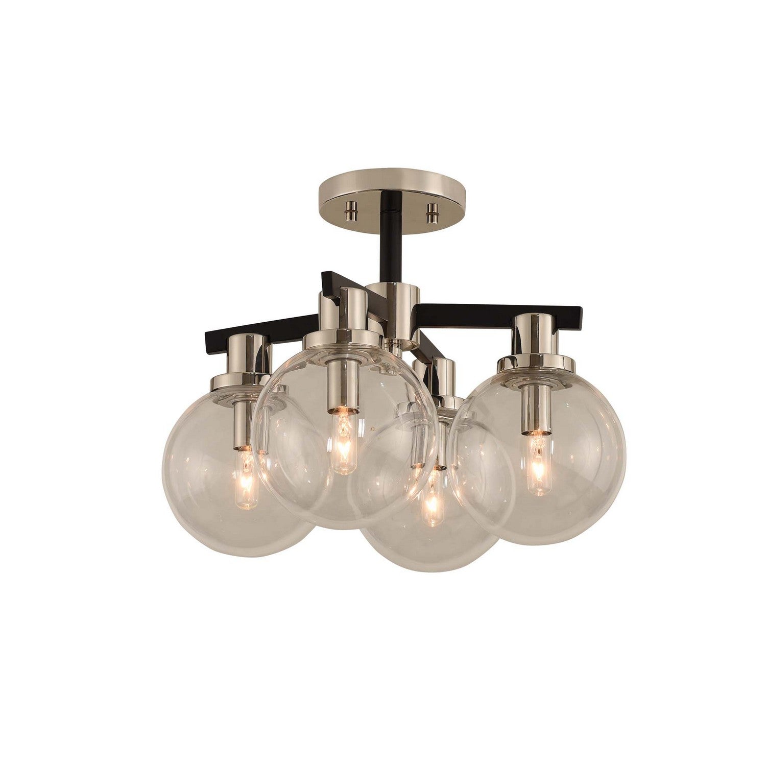 13'' Cameo 4 Light Matte Black w/ Polished Nickel Semi-Flush Mount