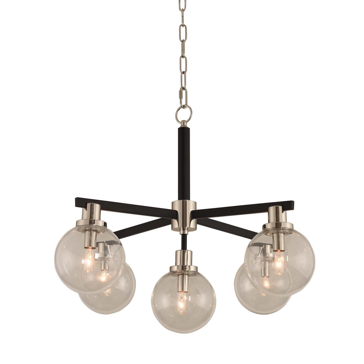 22'' Cameo 5 Light Matte Black w/ Polished Nickel Multi-Pendant