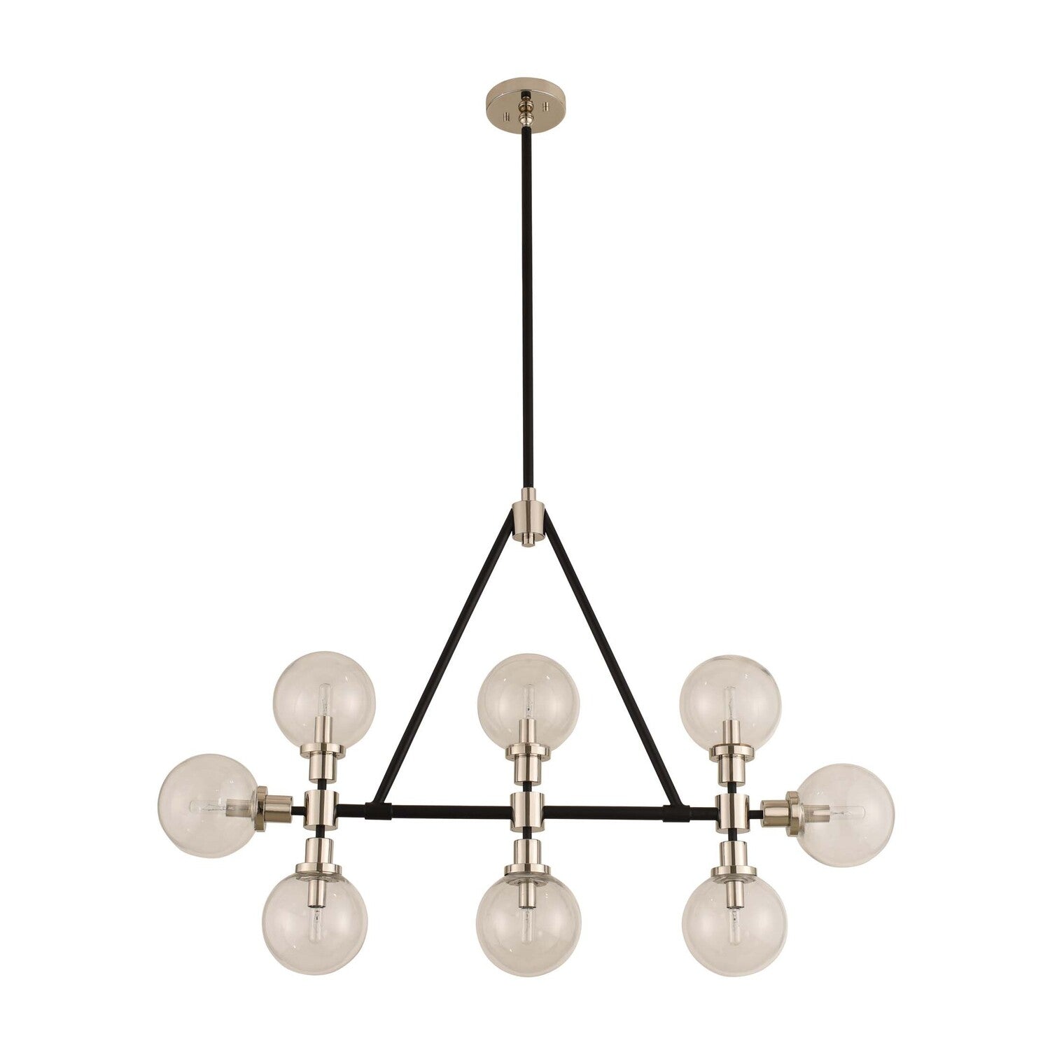 16'' Cameo 8 Light Matte Black w/ Polished Nickel Linear Pendant