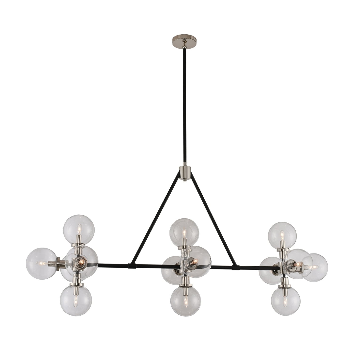 36'' Cameo 14 Light Matte Black w/ Polished Nickel Linear Pendant