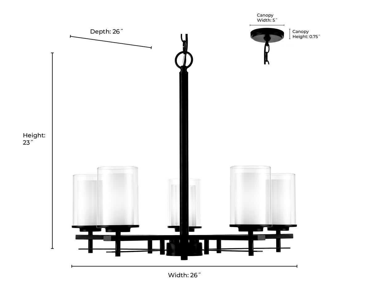 23'' Huderson Brushed Nickel 5 Light Chandelier