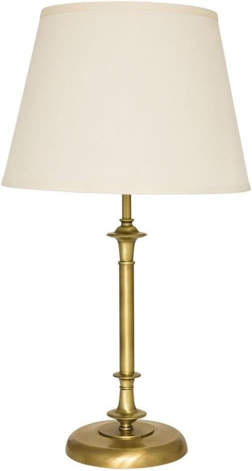 29-inch Randolph Antique Brass Table Lamp Off-White Shade