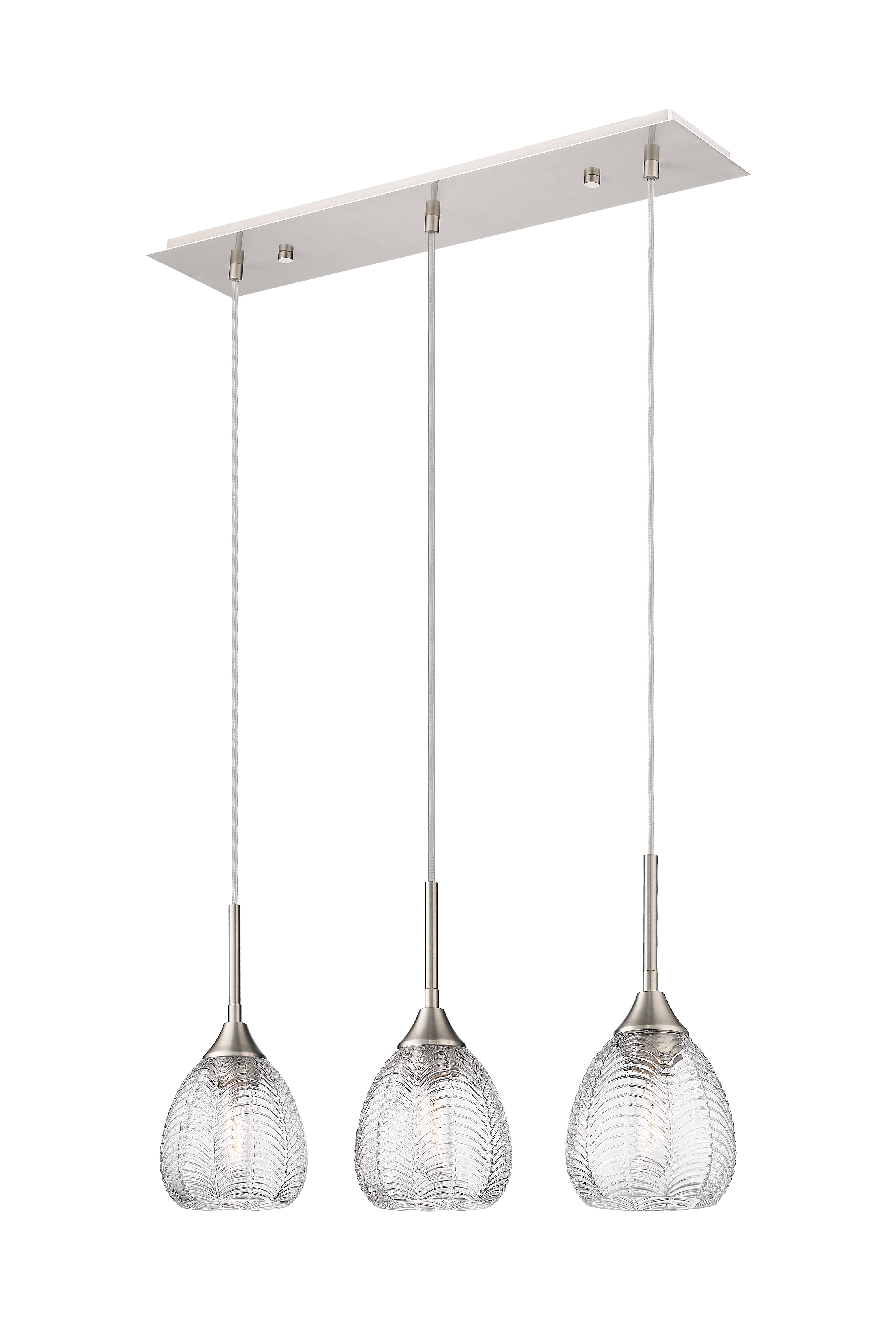 Downtown Urban Island Light Glass Steel Finish