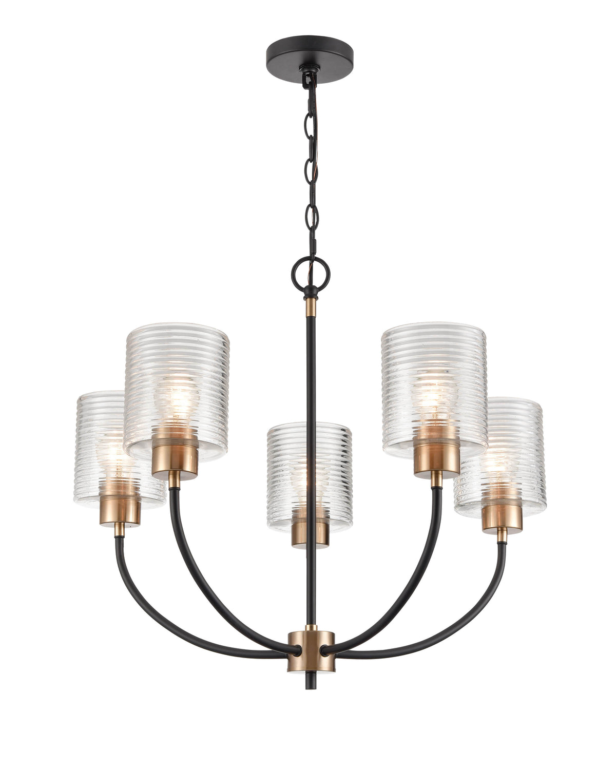22.5'' Renitta Matte Black/Modern Gold 5 Light Chandelier