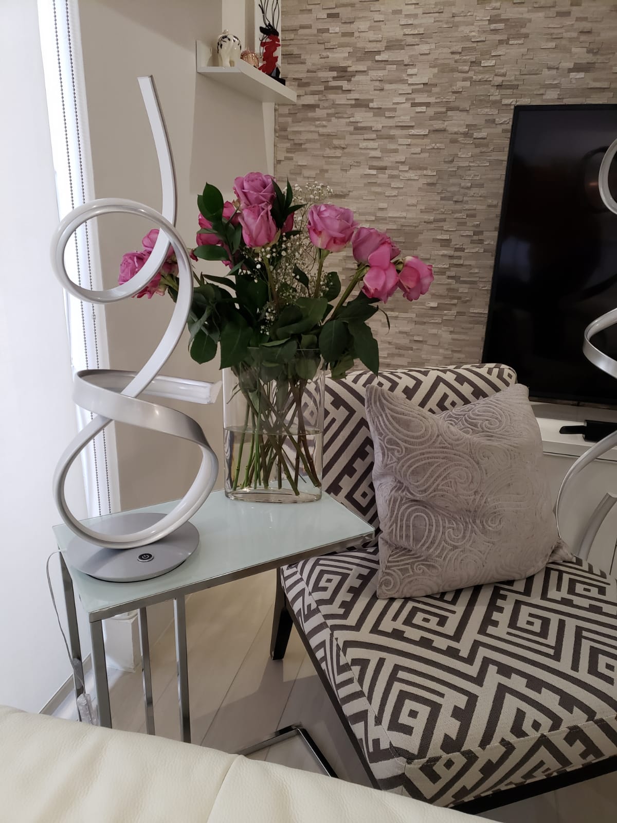 Amsterdam Silver Table Lamp | LED Strip & Touch Dimmer