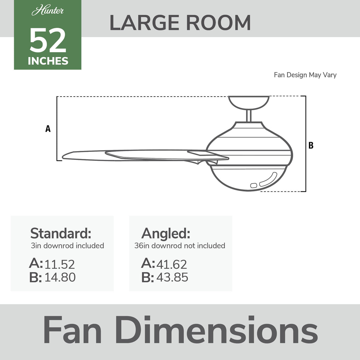 52 inch Fonthill ENERGY STAR® HunterExpress Matte Black Ceiling Fan with LED Light Kit and Handheld Remote