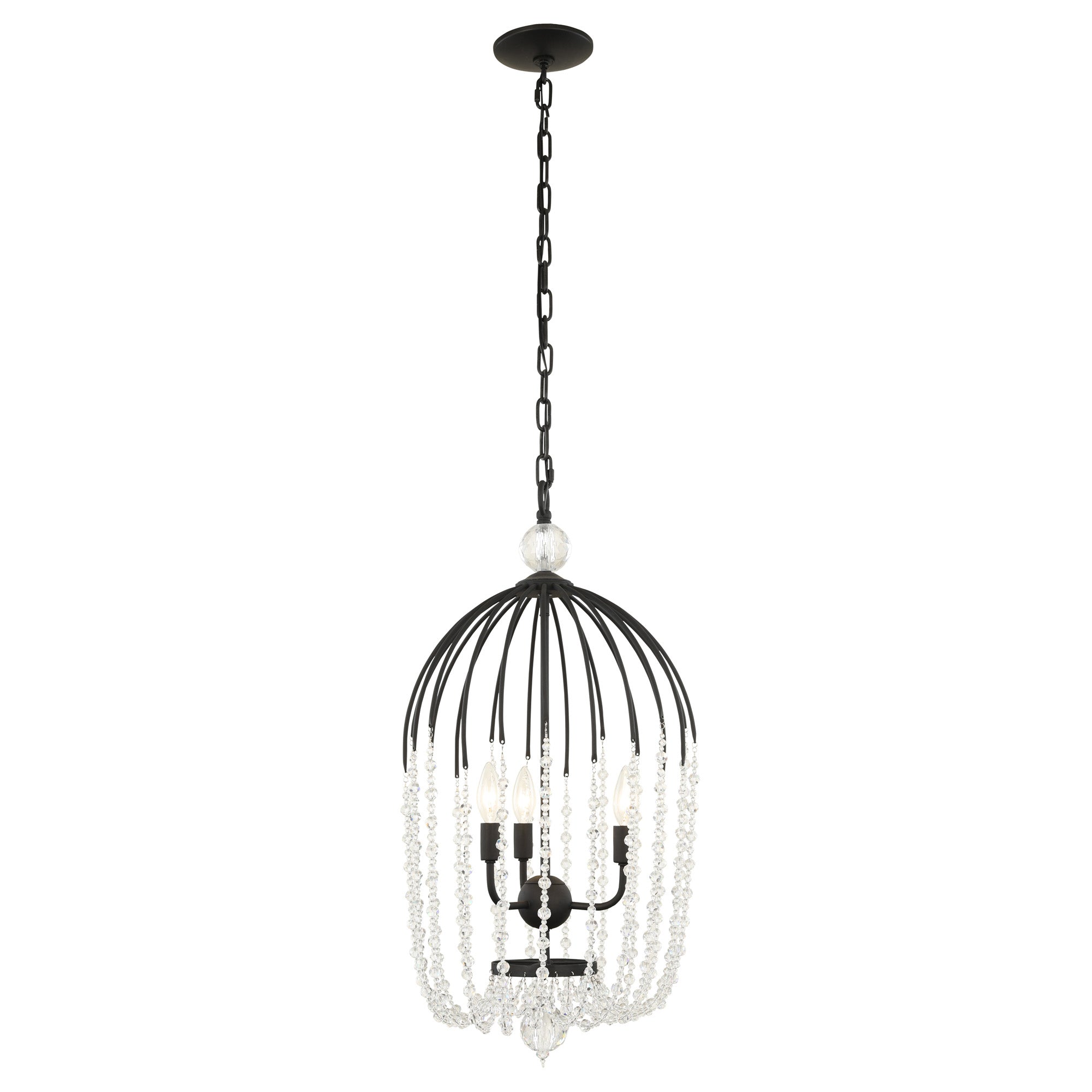 Voliere 3 Light Crystal Tall Pendant