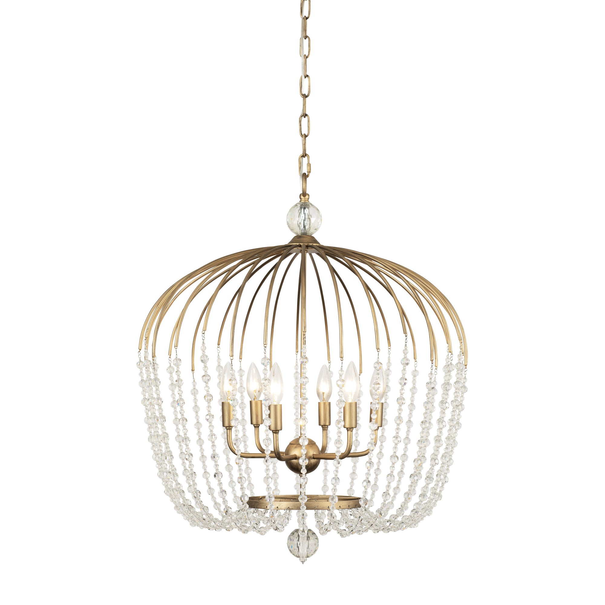 Voliere 6 Light Crystal Tall Pendant