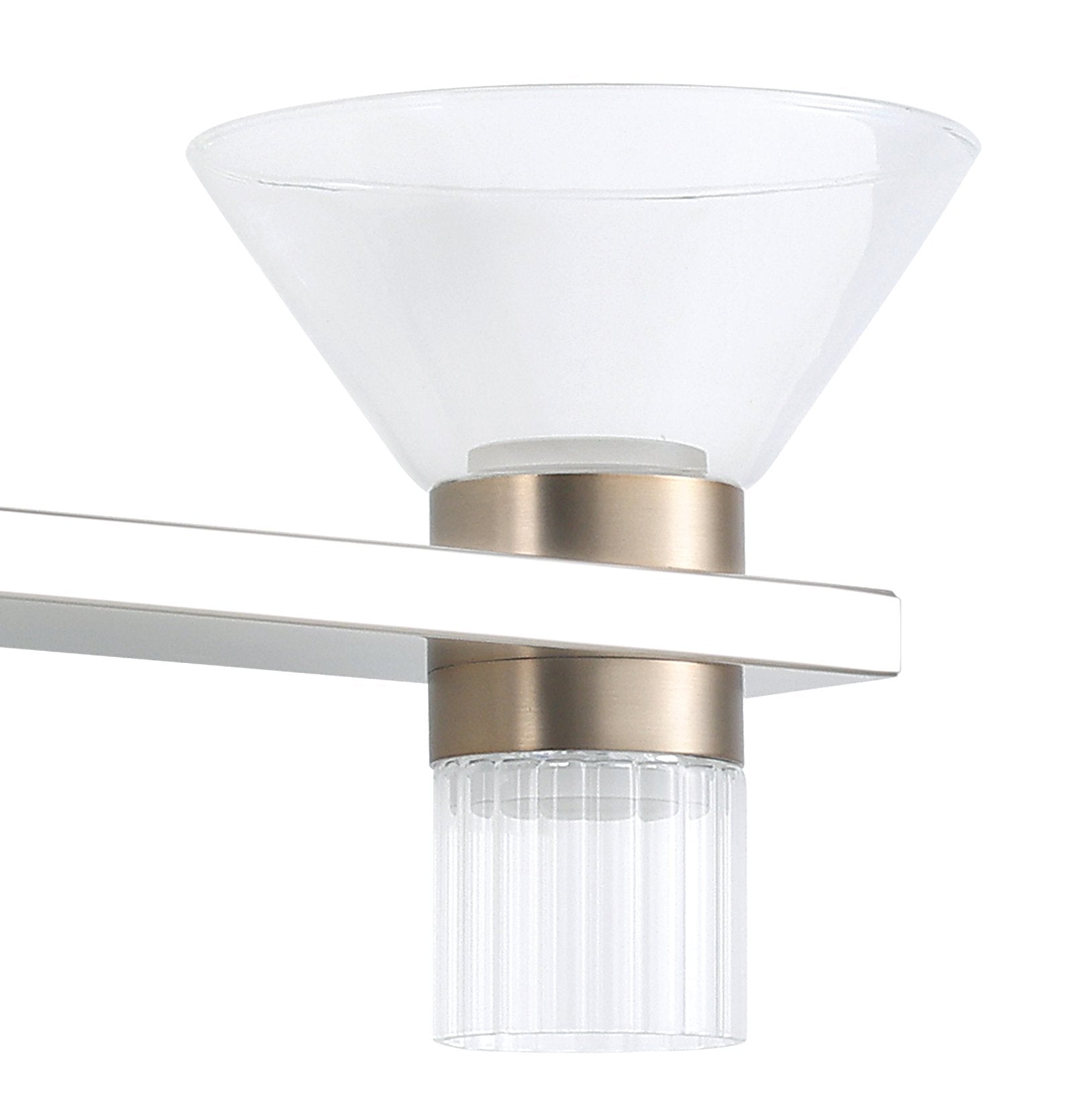 Blake 35-inch 8-light Polished Nickel and Champagne Gold 5CCT LED Vanity Light with Clear and Clear Ribbed Glass
