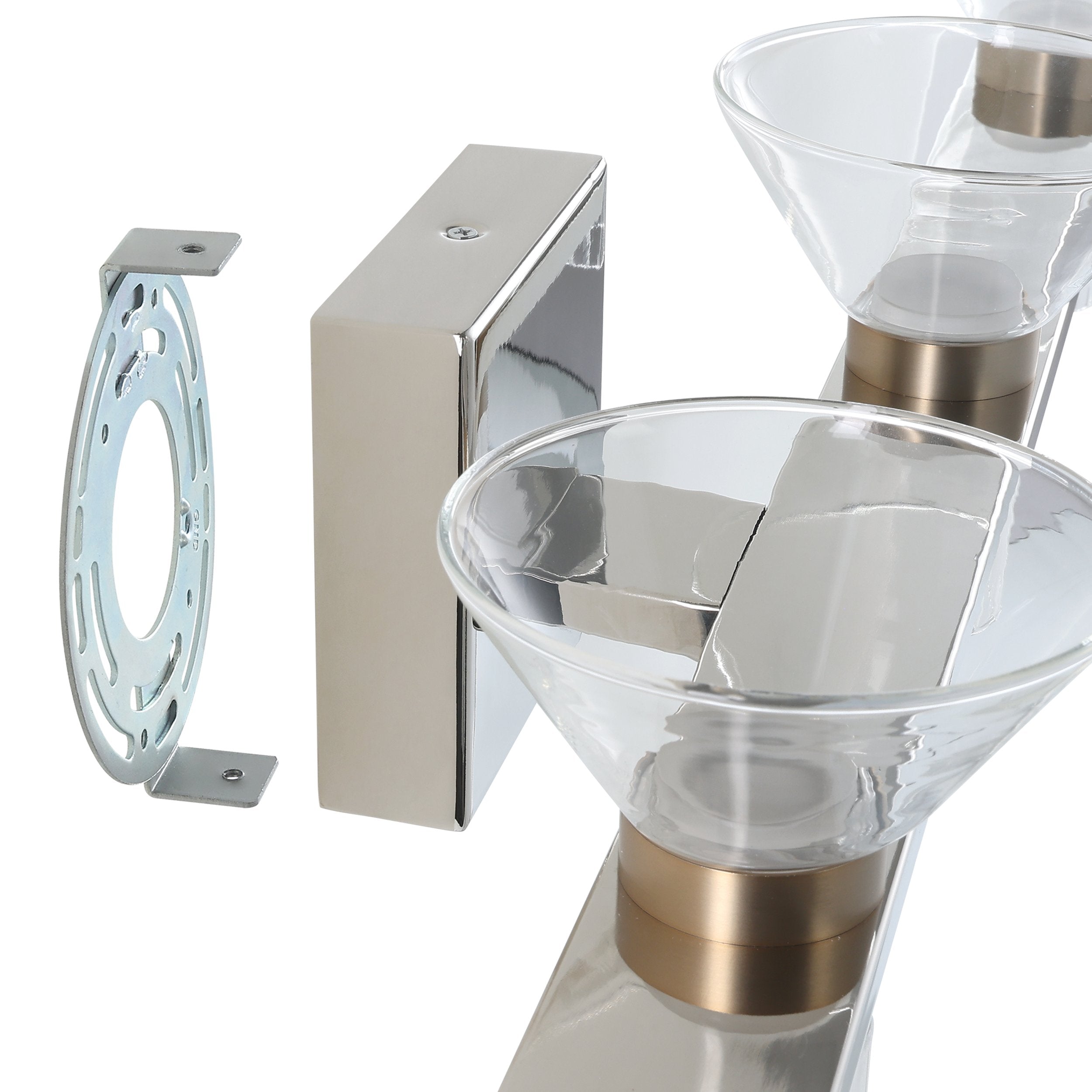 Blake 35-inch 8-light Polished Nickel and Champagne Gold 5CCT LED Vanity Light with Clear and Clear Ribbed Glass