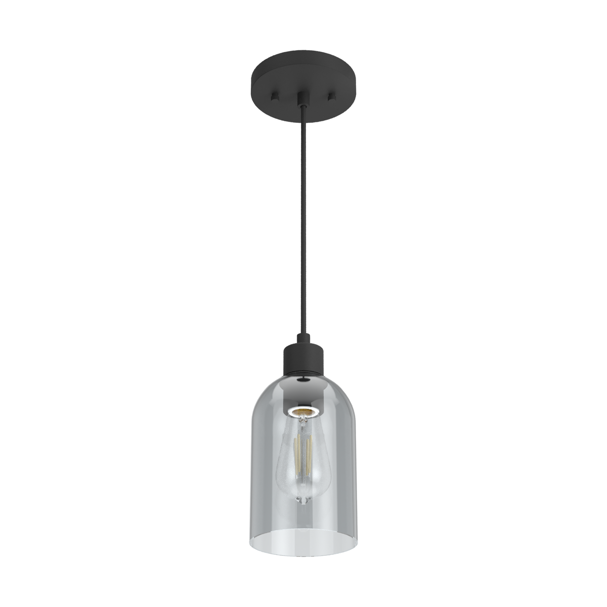 Lochemeade 4.5-inch 1-light Natural Black Iron Pendant with Smoked Glass