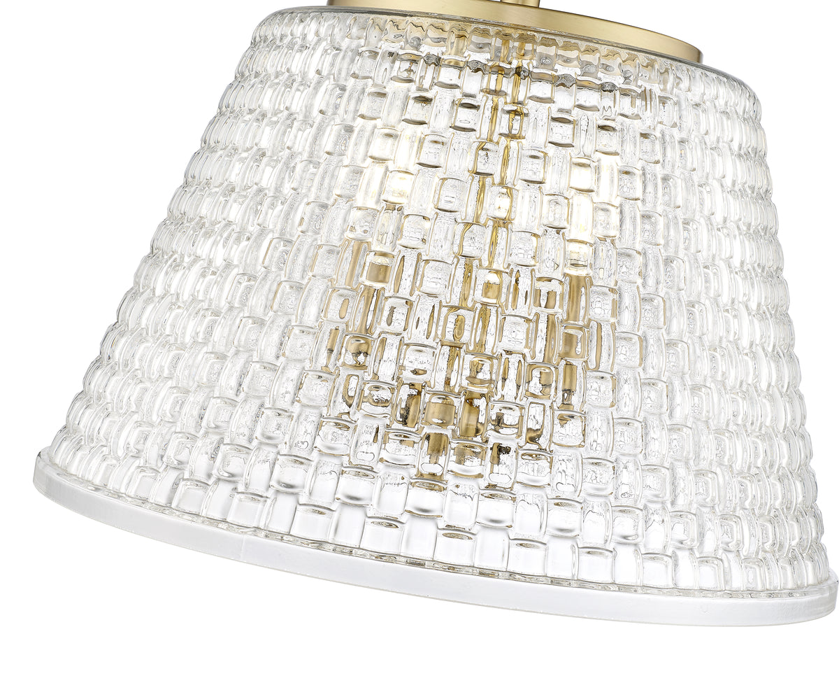 13.5'' Saben Vintage Brass 3 Light Semi-Flush Mount